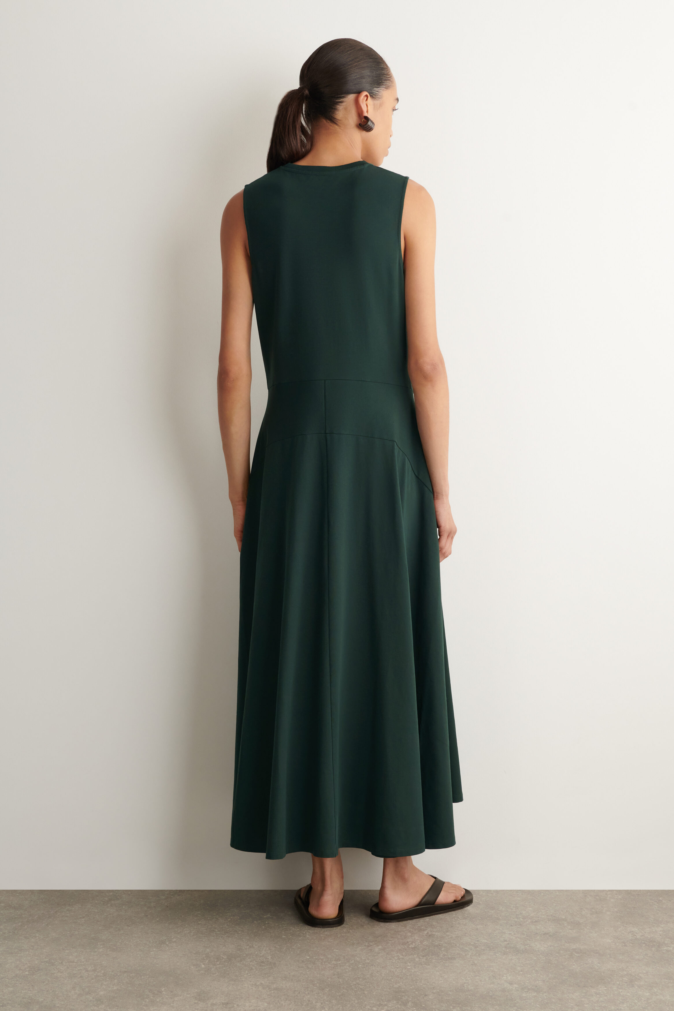 SCULPTURAL COTTON-JERSEY MIDI DRESS - DARK GREEN