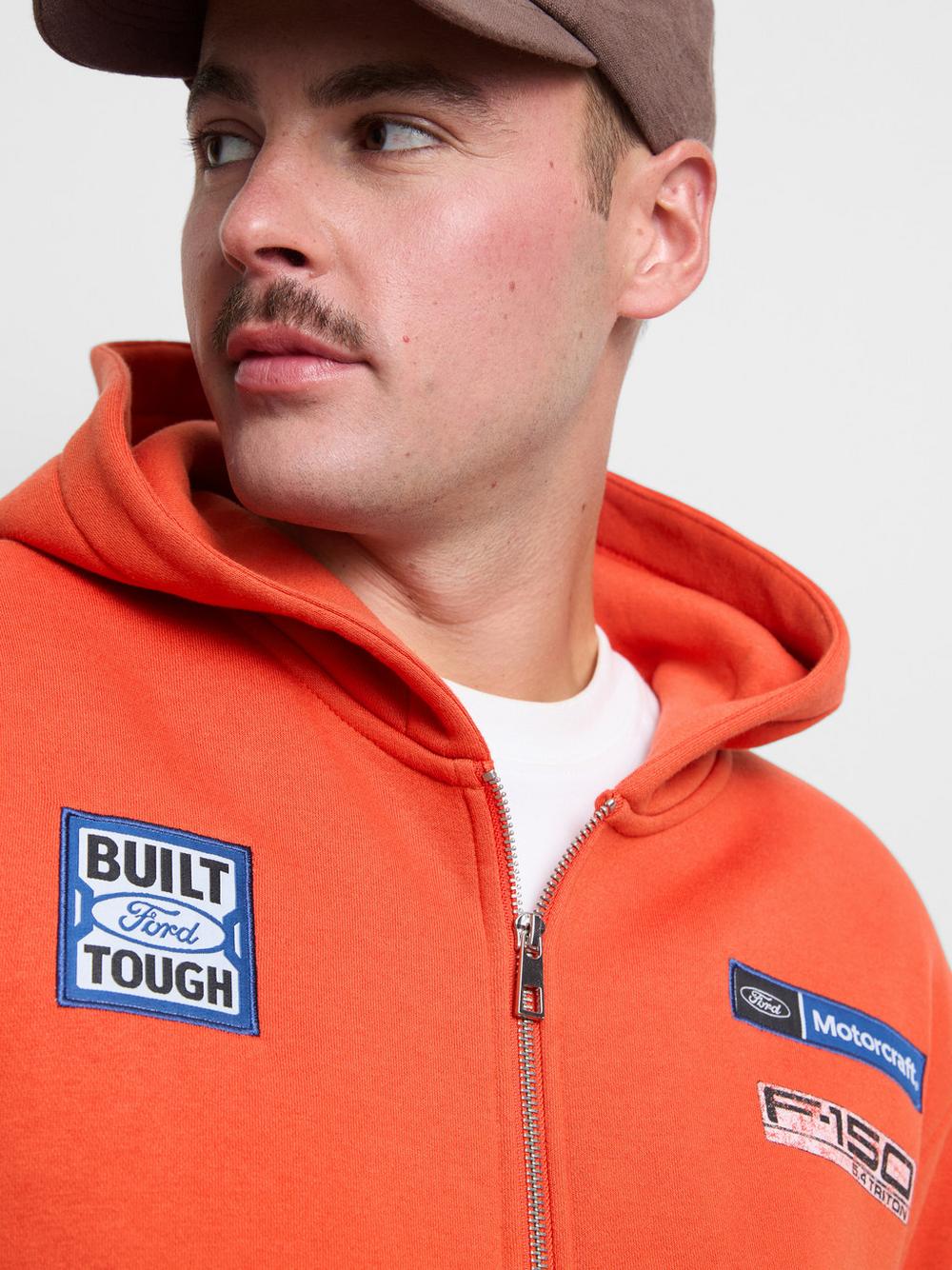 Ford Cotton Blend Zip Hoodie - Orange