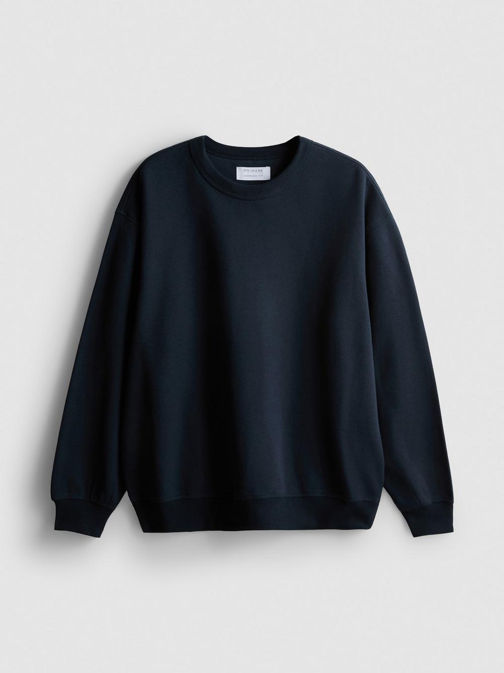 Cotton Rich Oversized Crew Neck Sweatshirt - Navy