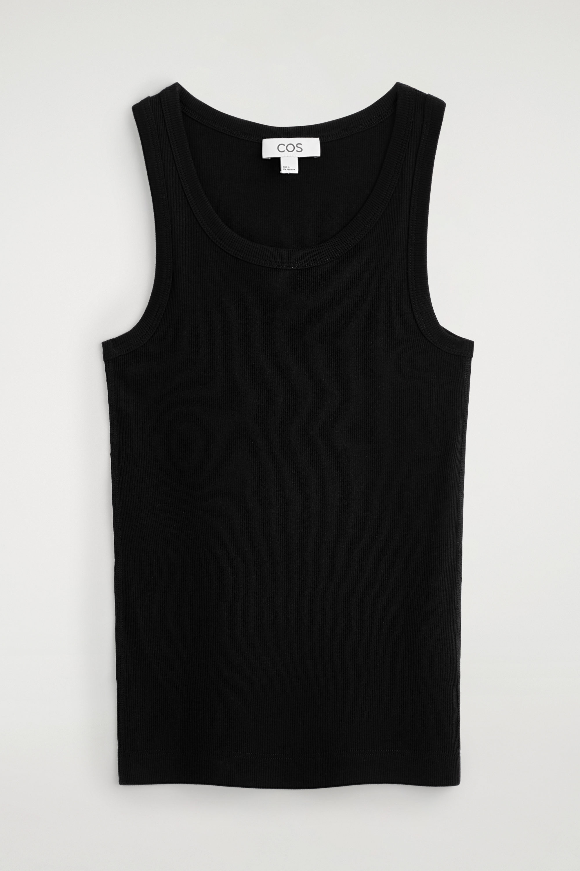 RIBBED COTTON TANK TOP - BLACK