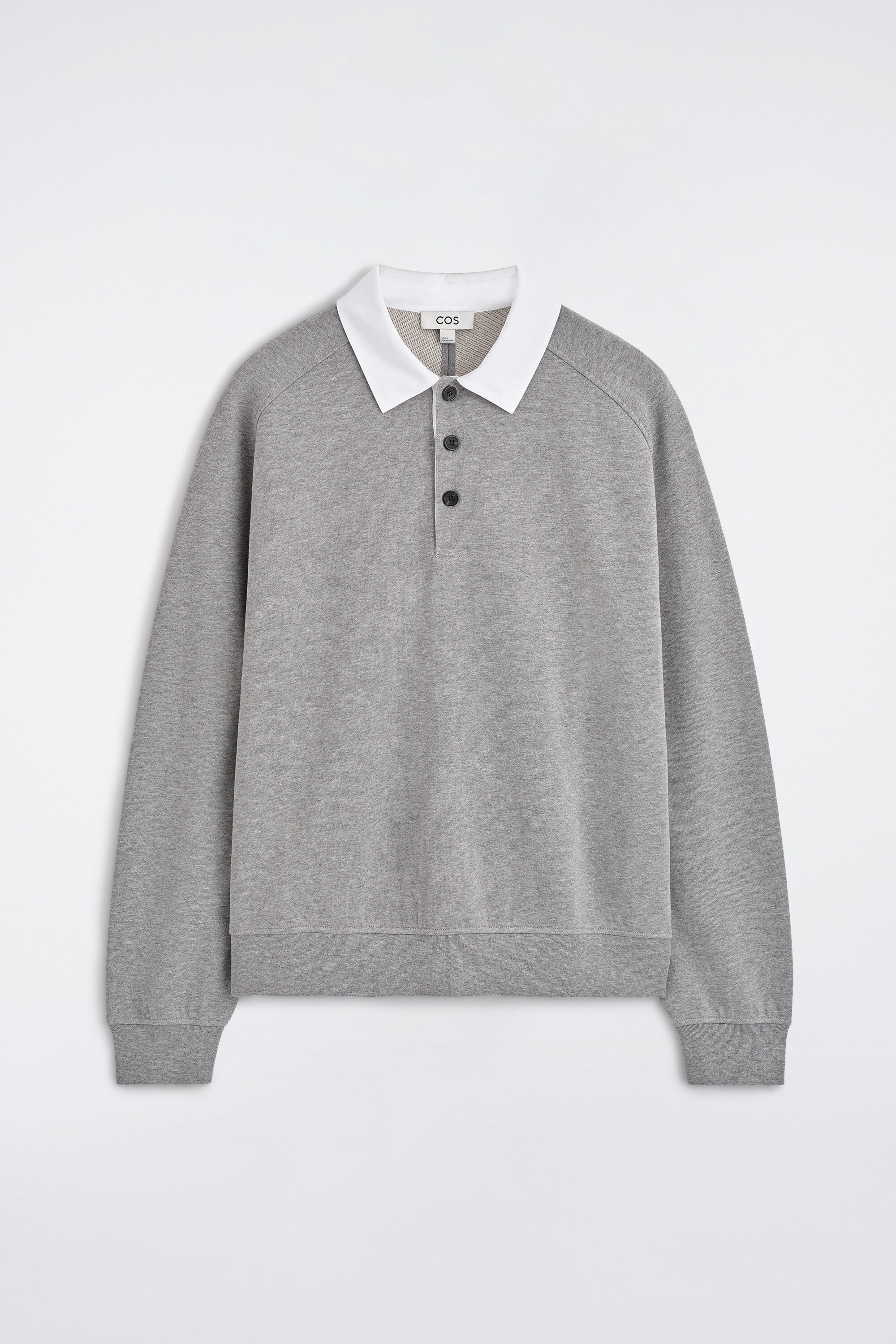 CONTRAST-COLLAR JERSEY POLO SHIRT - GRAY MÉLANGE