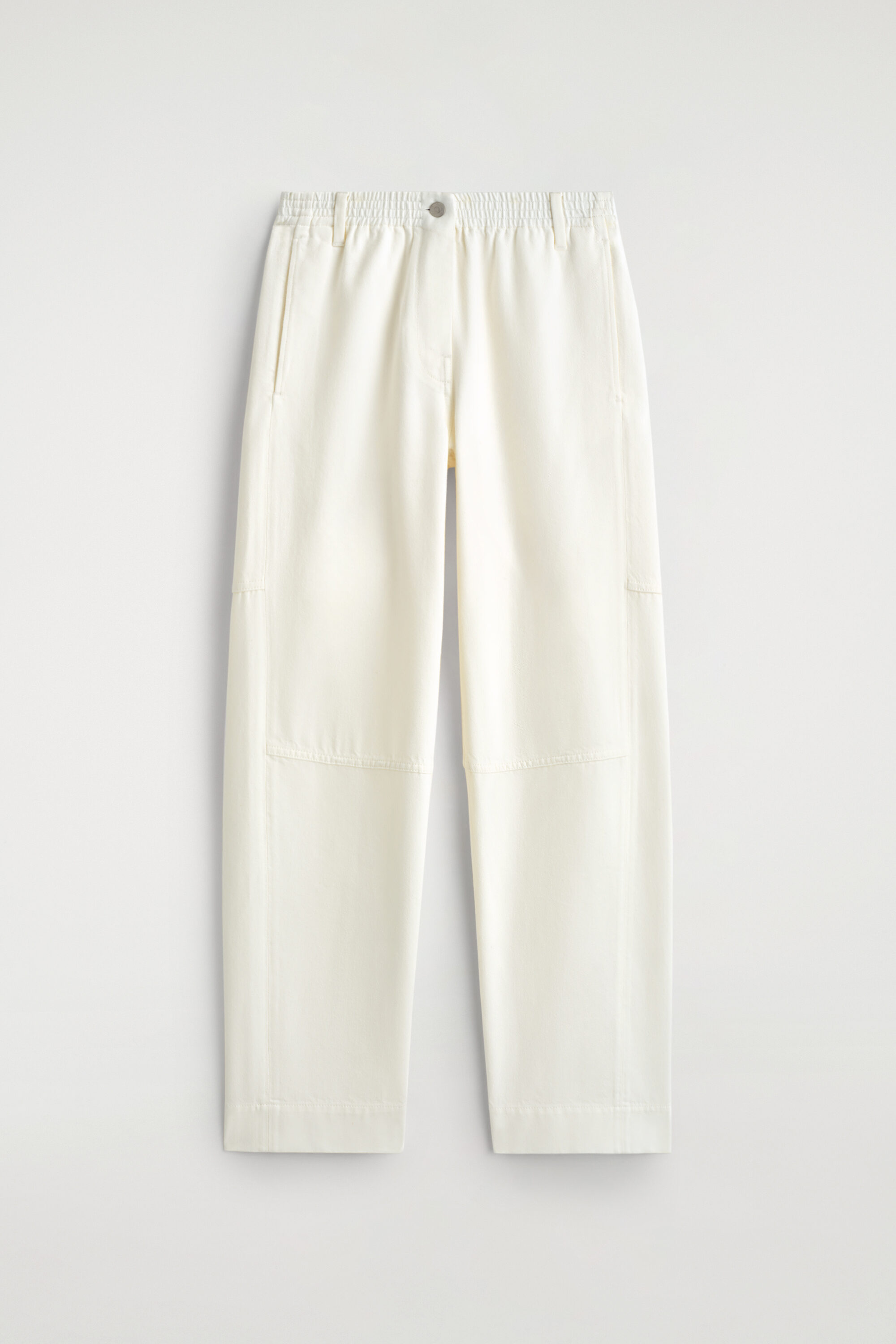 PANELED DENIM WIDE-LEG PANTS - WHITE