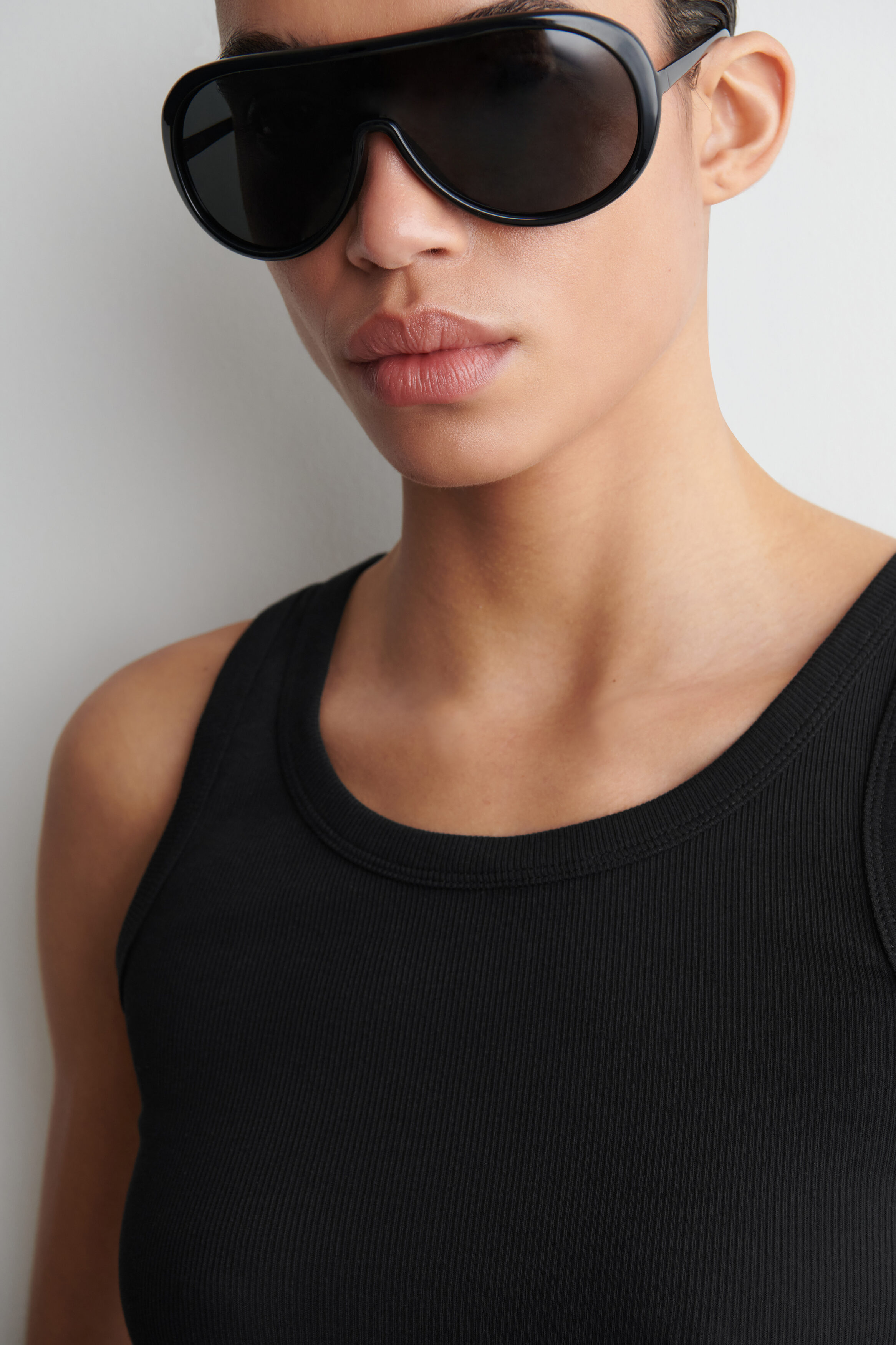 RIBBED COTTON TANK TOP - BLACK