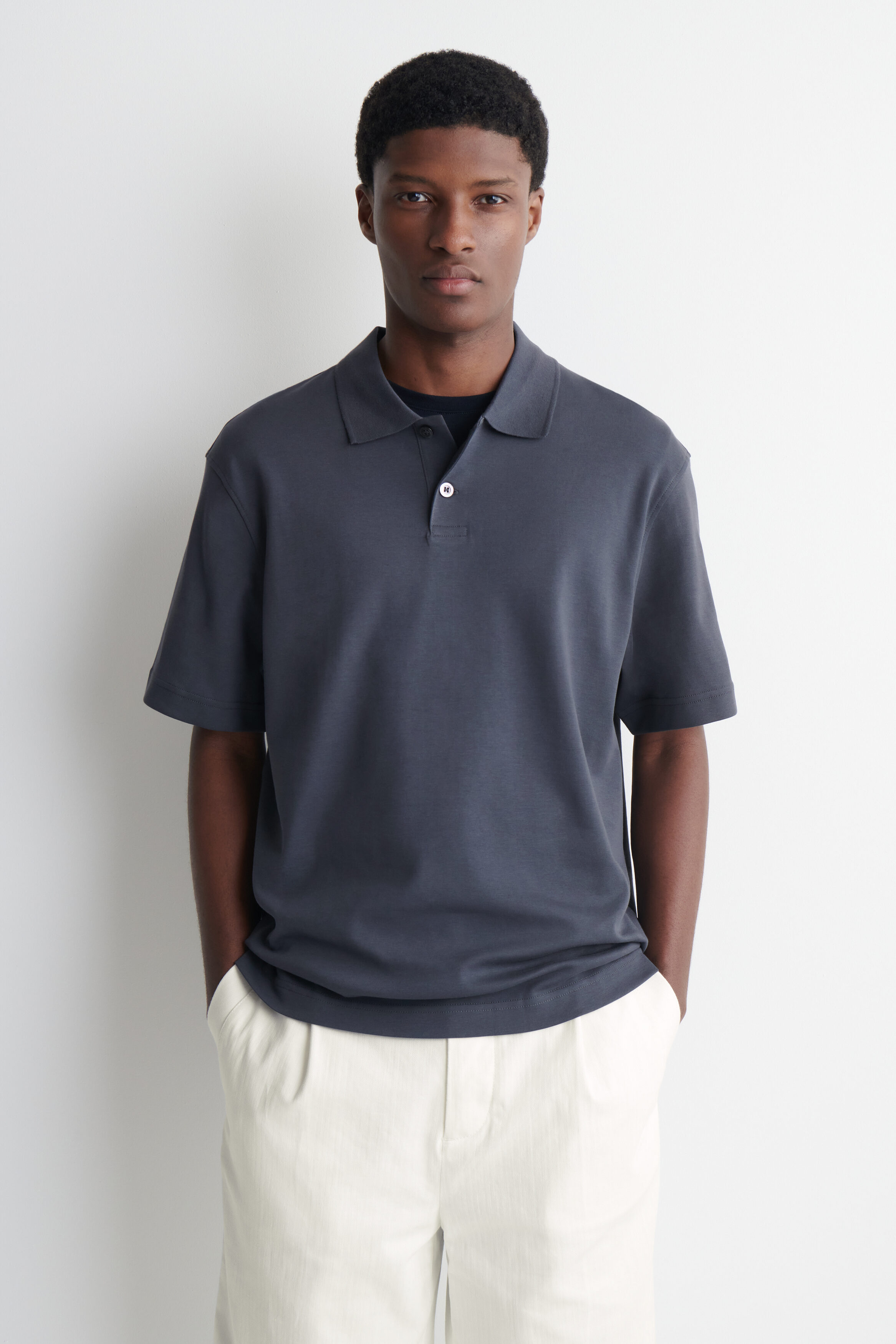 INTERLOCK COTTON POLO SHIRT - DARK GRAY