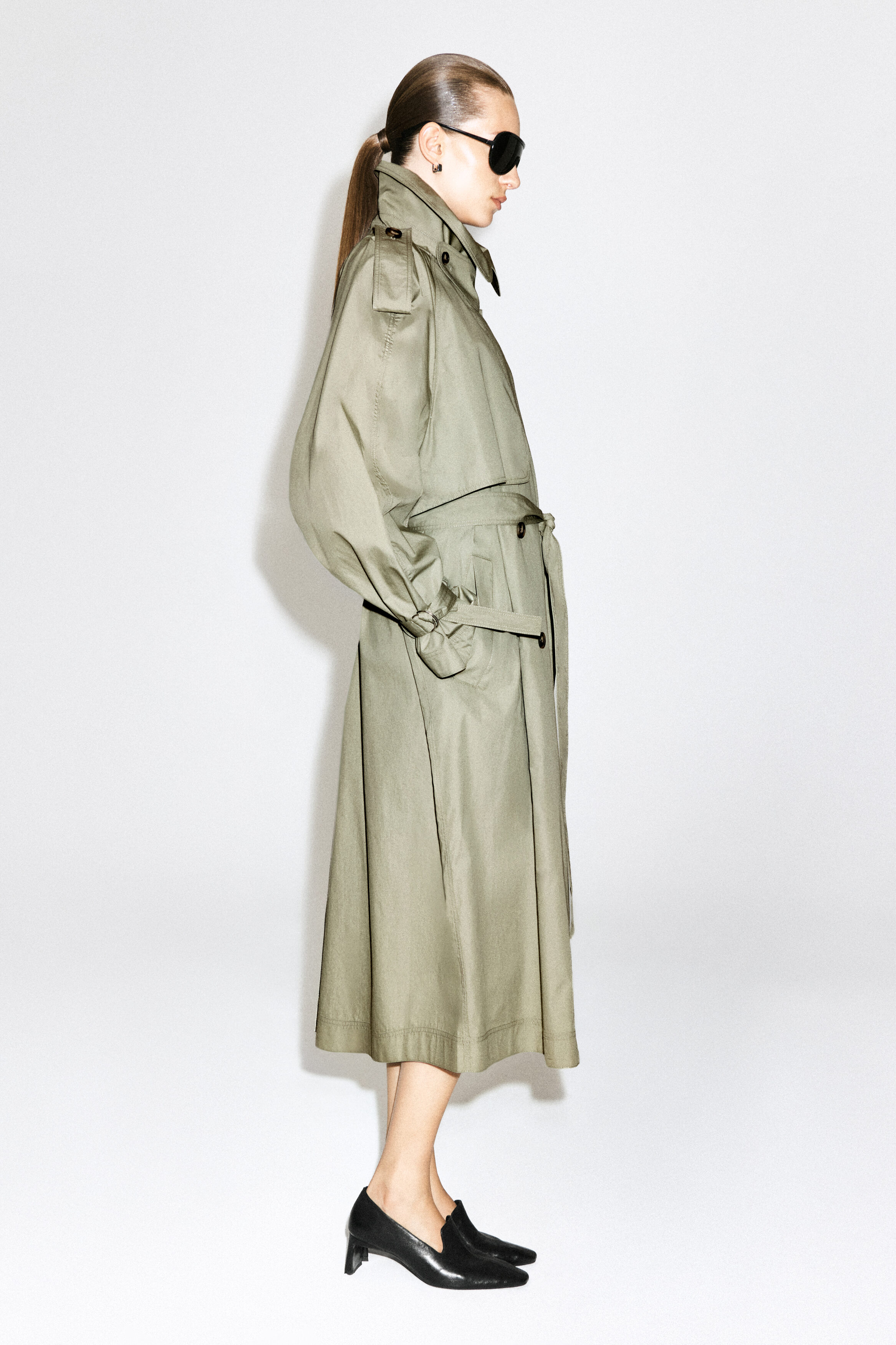mock-NECK COTTON TRENCH COAT - LIGHT KHAKI