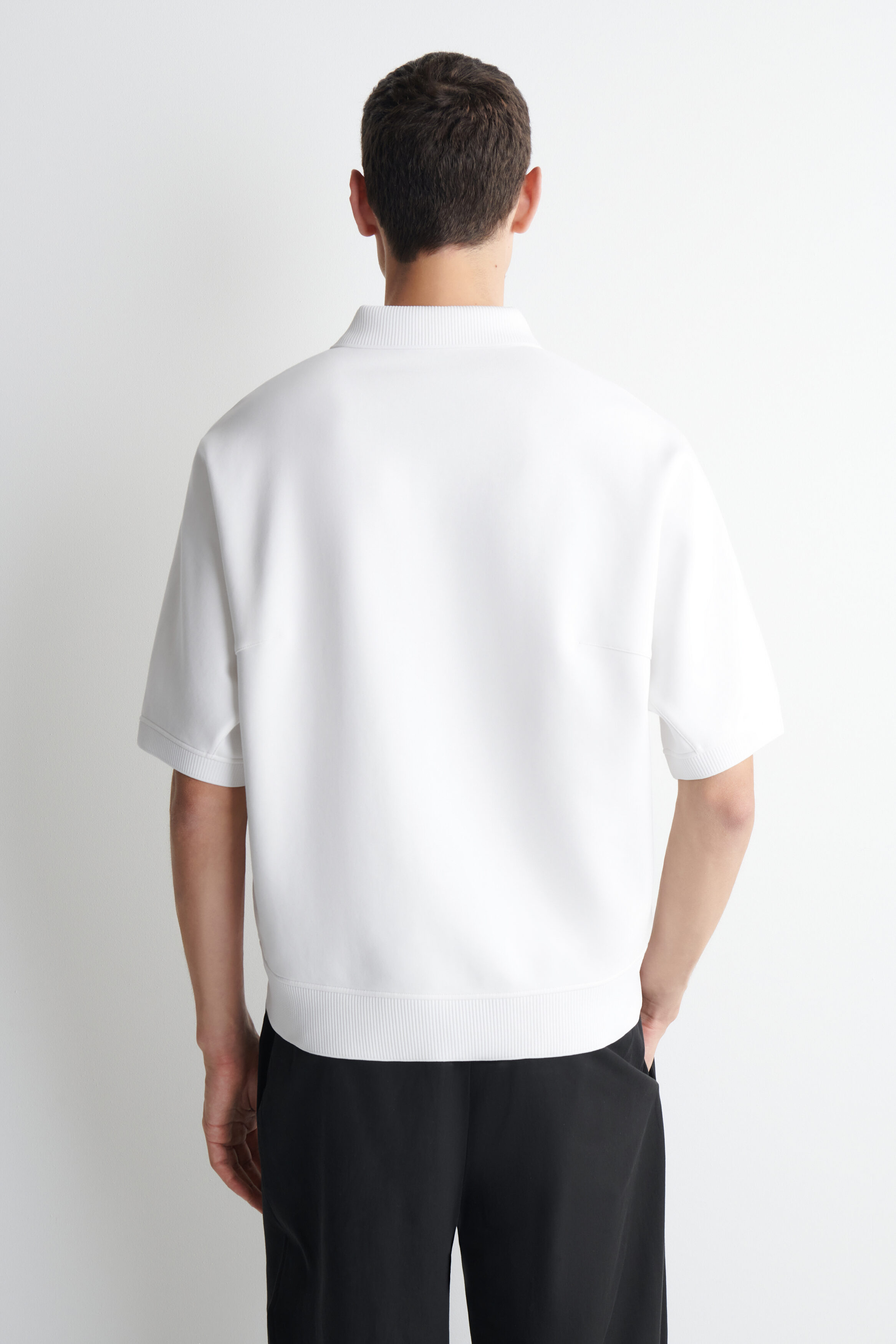 SCUBA-JERSEY POLO SHIRT - WHITE