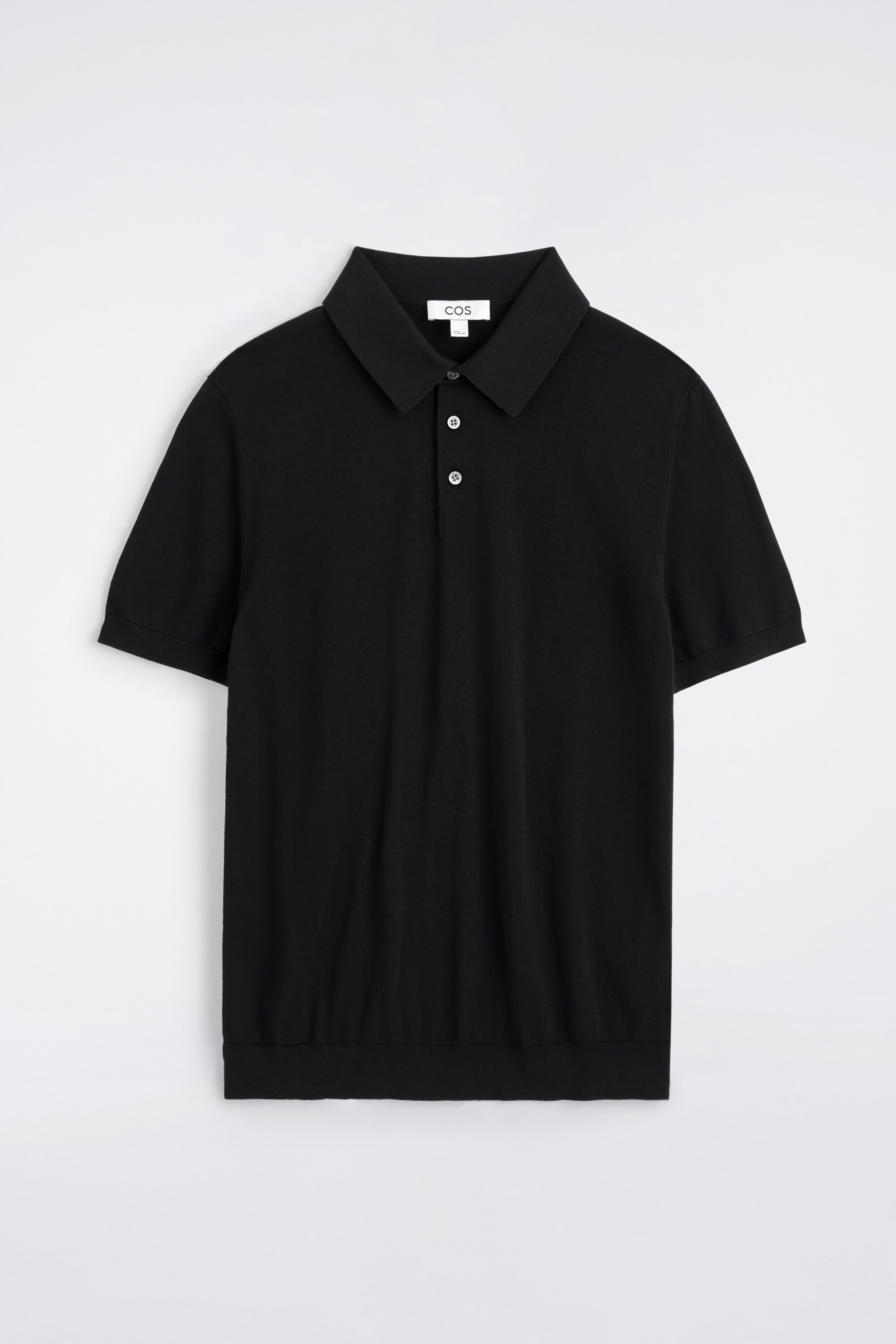 SLIM KNITTED SILK POLO SHIRT - BLACK