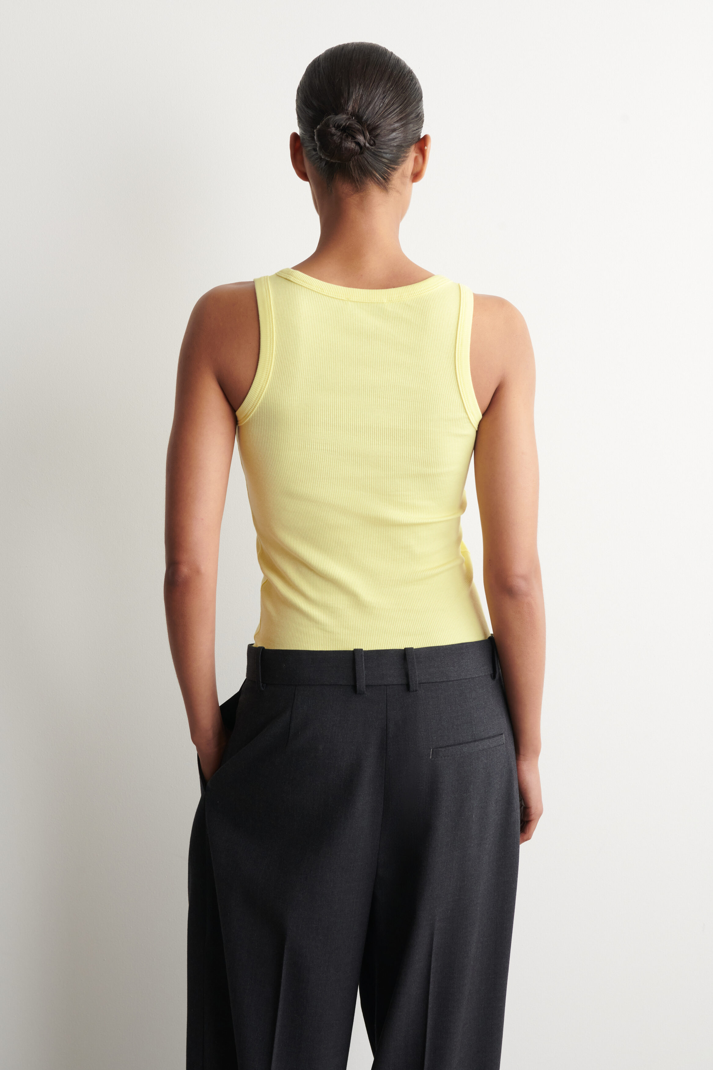 RIBBED COTTON TANK TOP - YELLOW