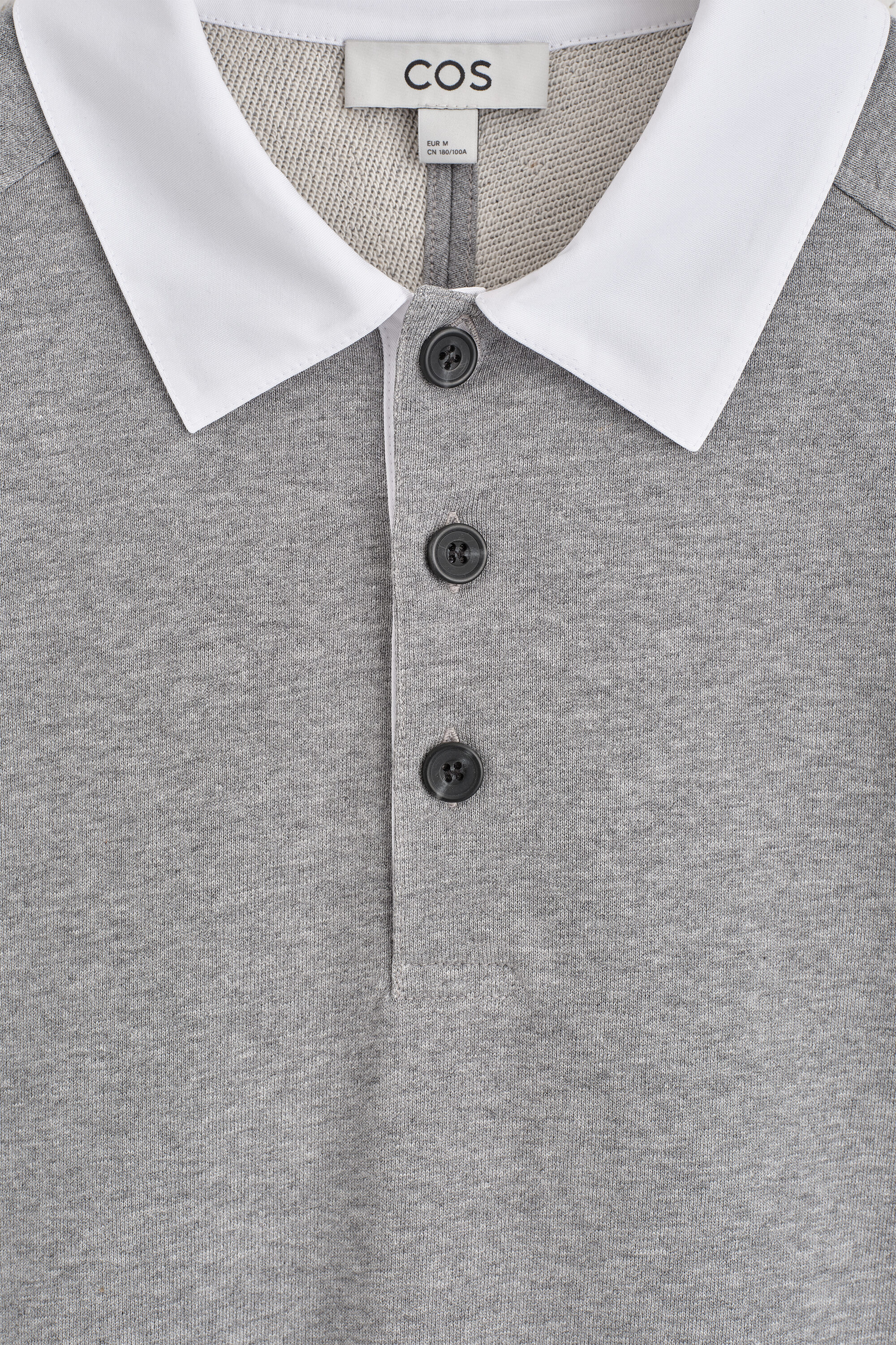 CONTRAST-COLLAR JERSEY POLO SHIRT - GRAY MÉLANGE