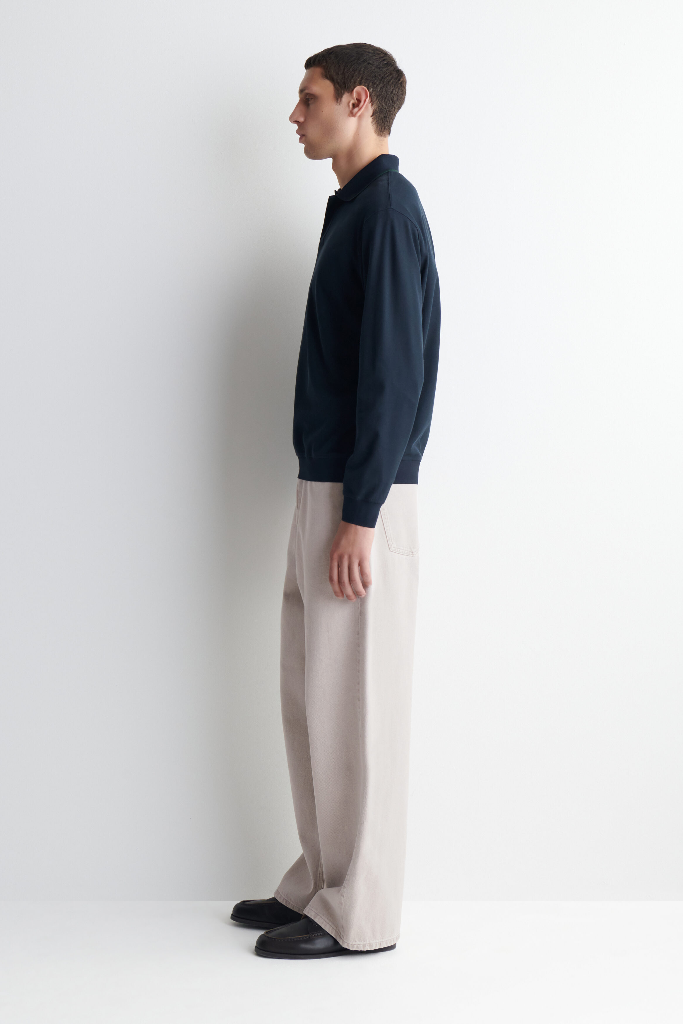 CONTRAST-TIPPED COTTON-PIQUE POLO SHIRT - NAVY / GREEN