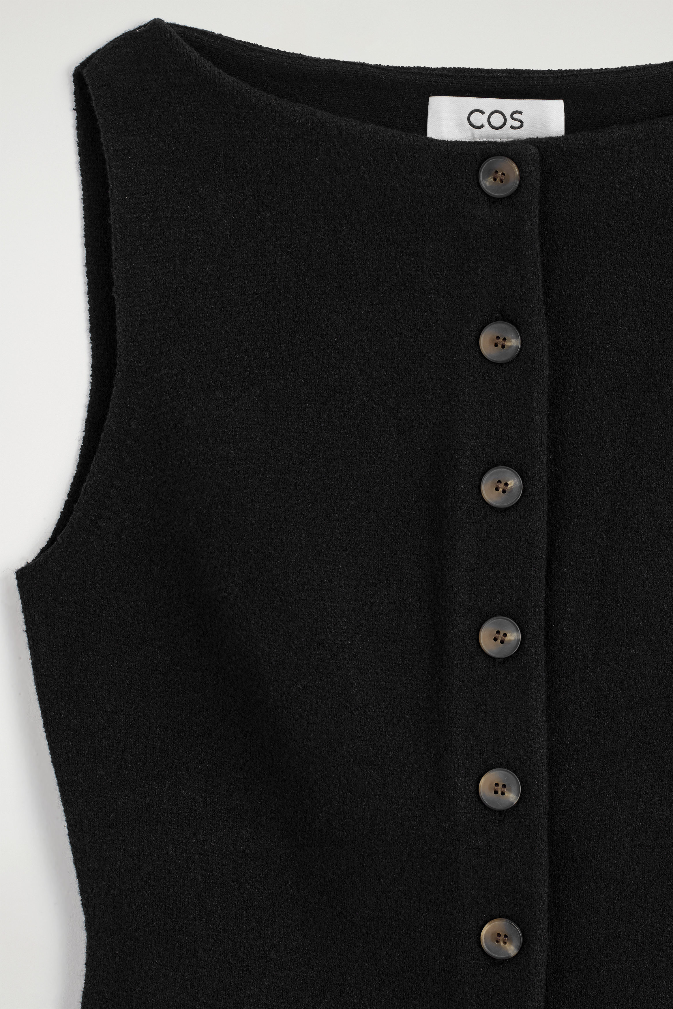 COTTON-BLEND CREPE VEST - BLACK