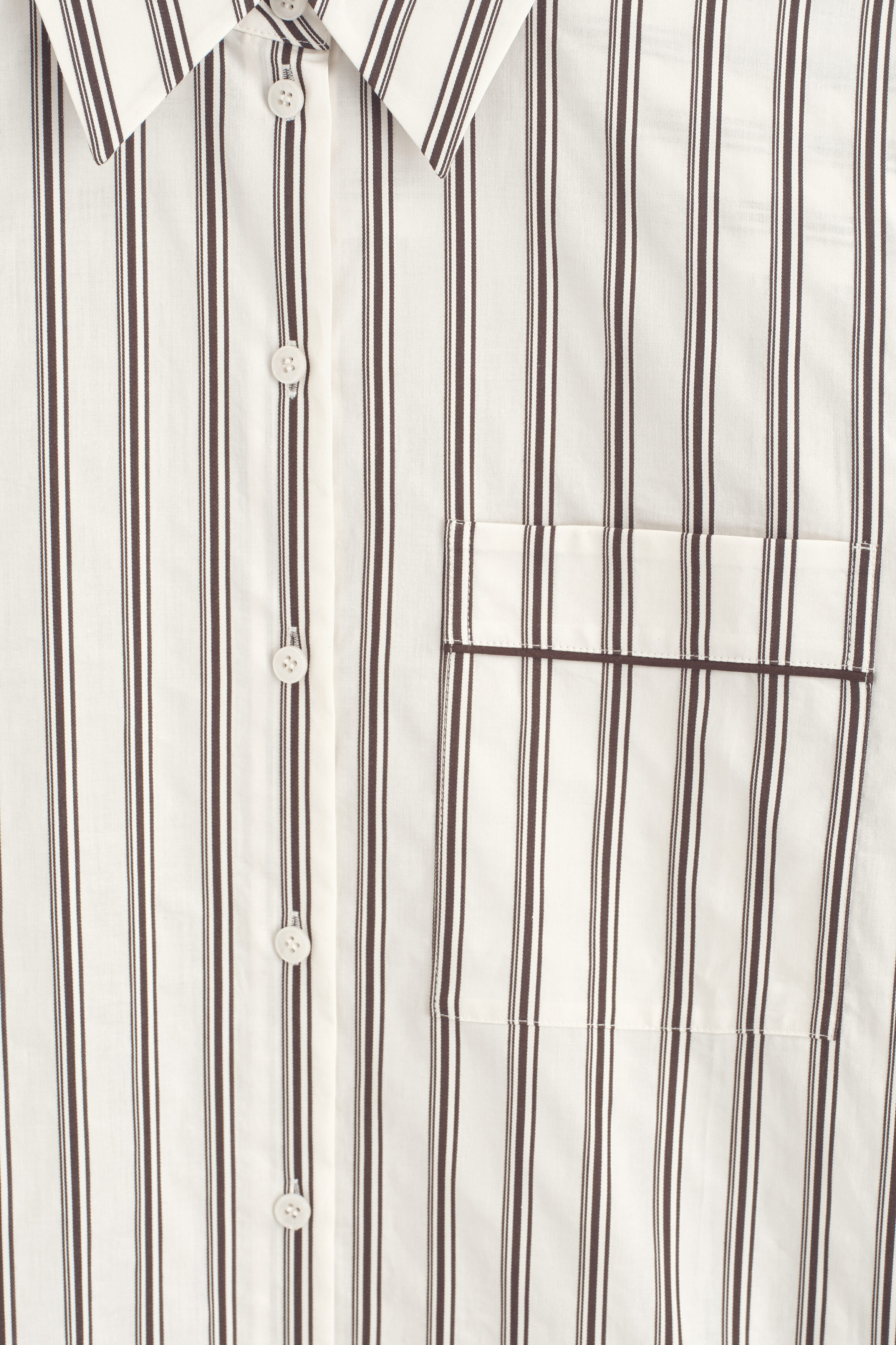 PIPED STRIPED COTTON SHIRT - WHITE / BROWN / STRIPED