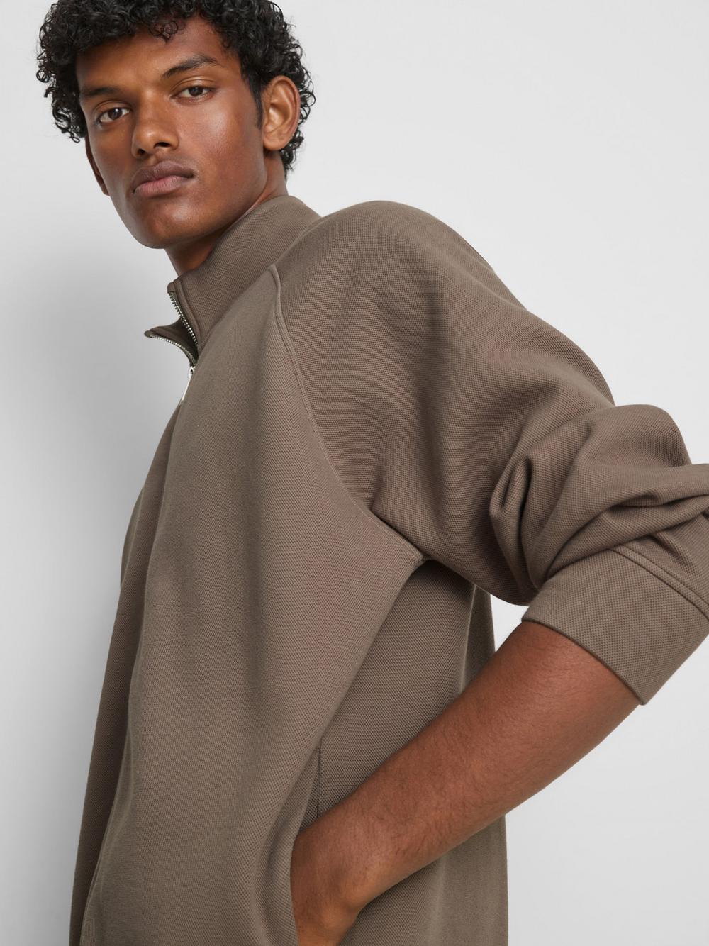The Edit Zip-Through Sweatshirt - Stone