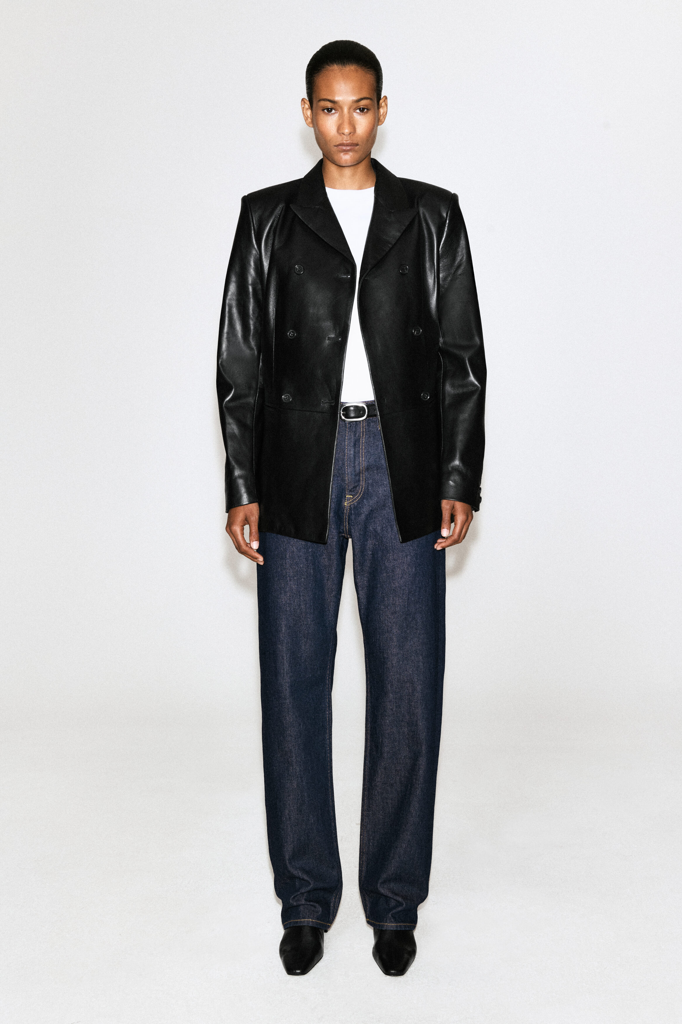 CHORD STRAIGHT-LEG JEANS - DARK INDIGO