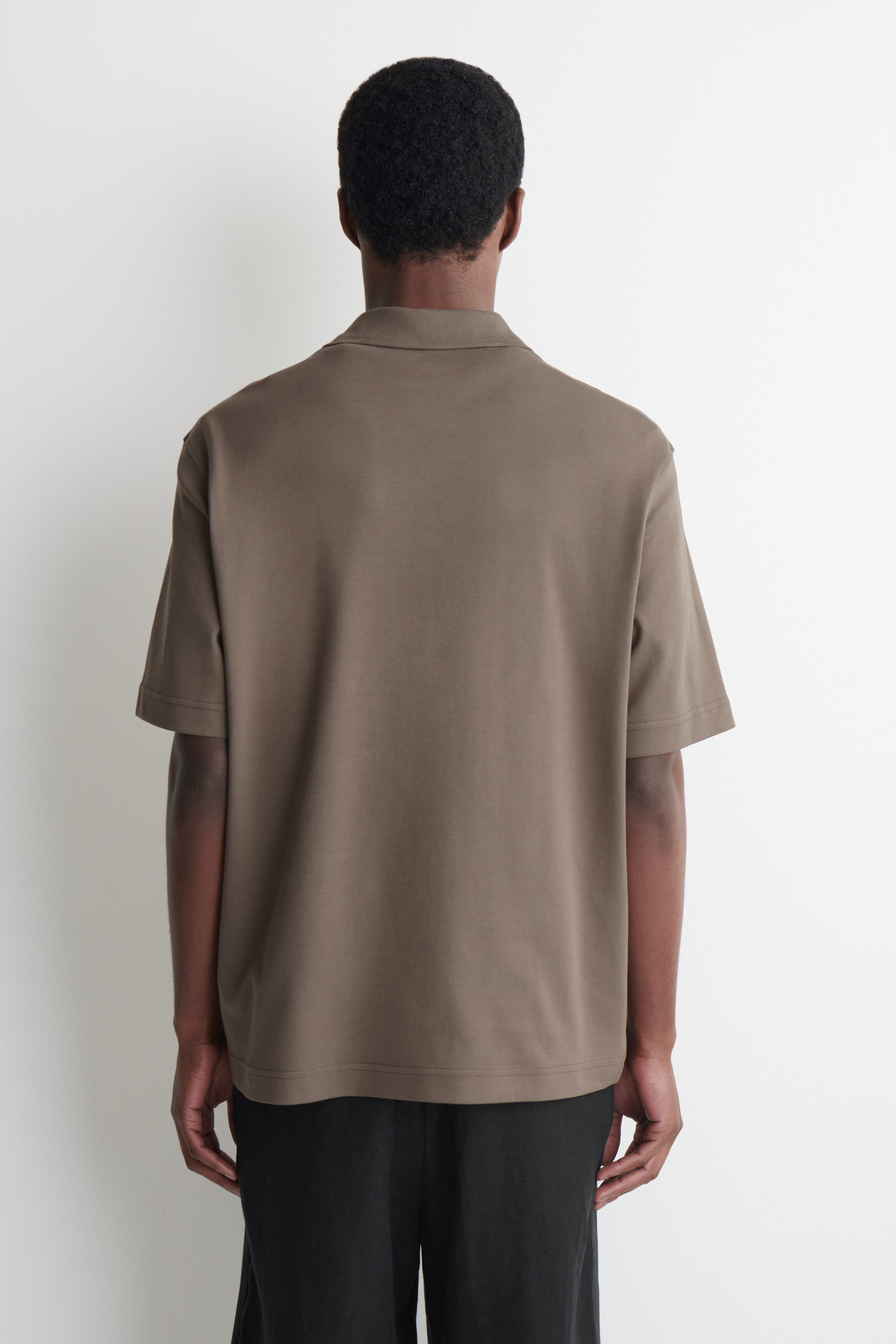 INTERLOCK COTTON POLO SHIRT - DARK BEIGE