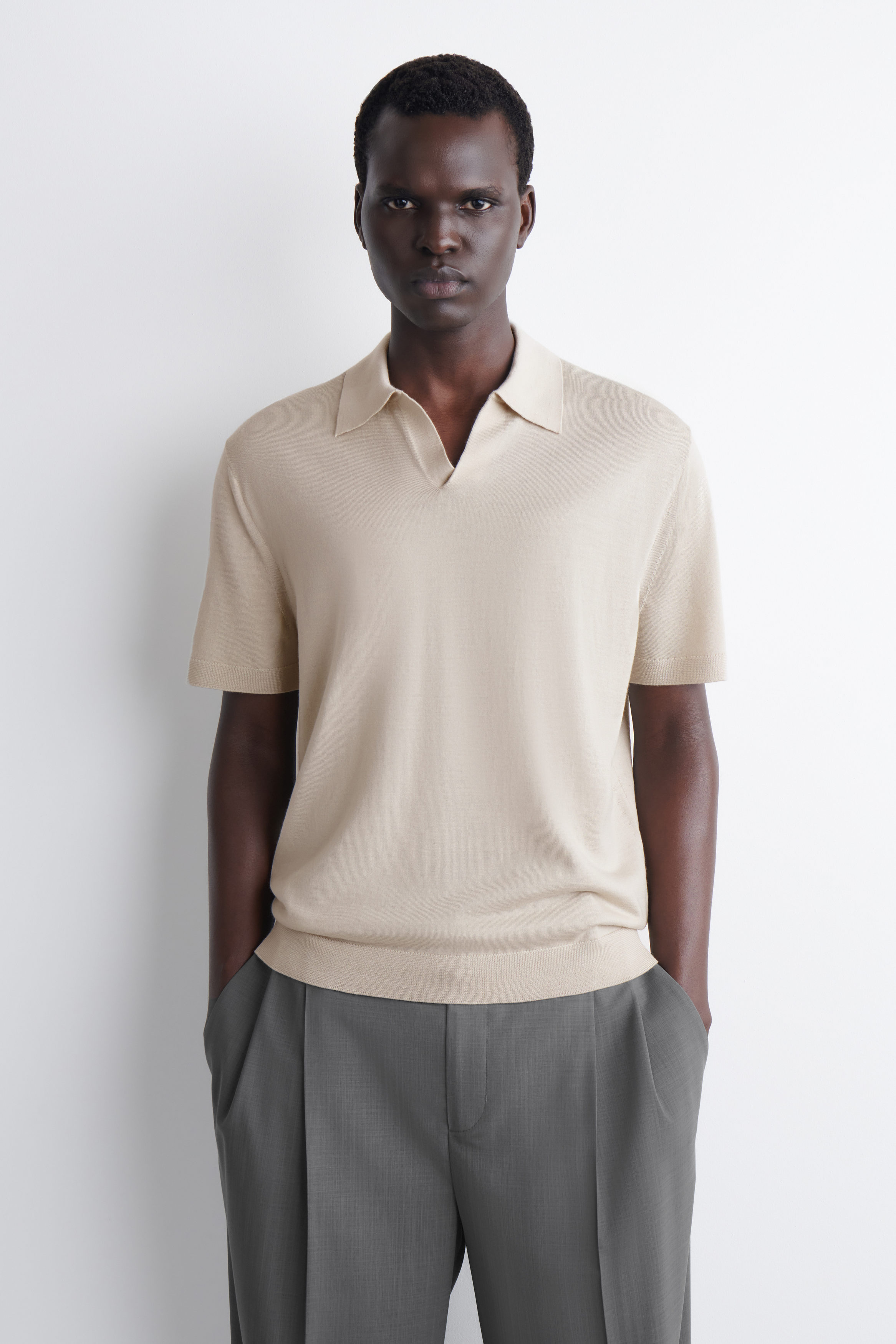 MERINO WOOL POLO SHIRT - ECRU