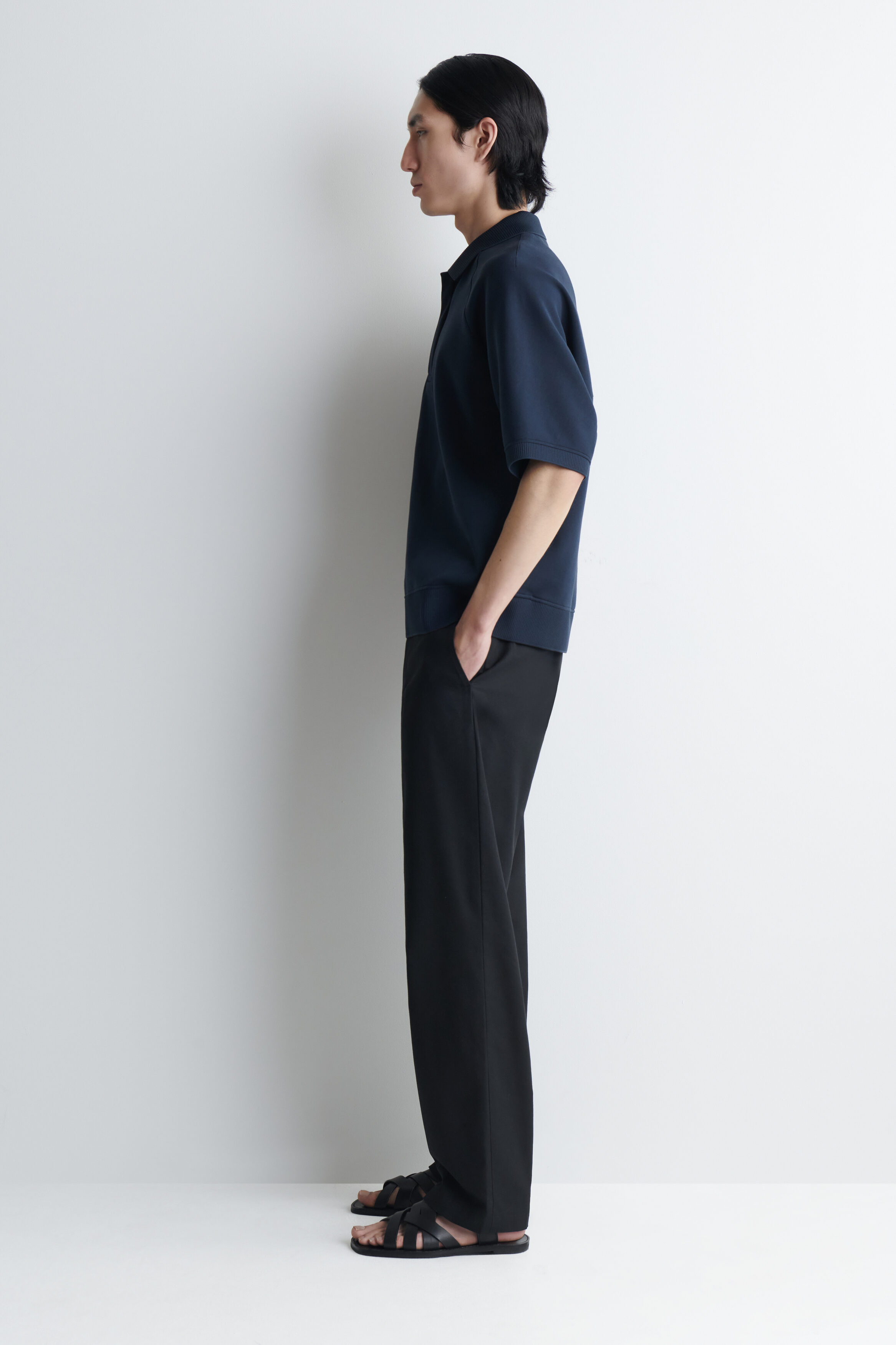 SCUBA-JERSEY POLO SHIRT - NAVY