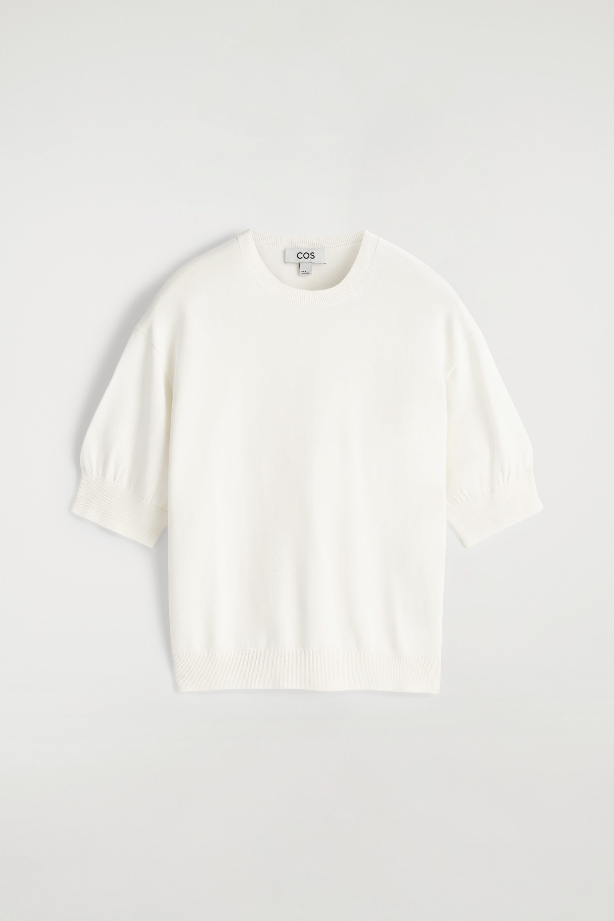 KNITTED COTTON T-SHIRT - OFF-WHITE