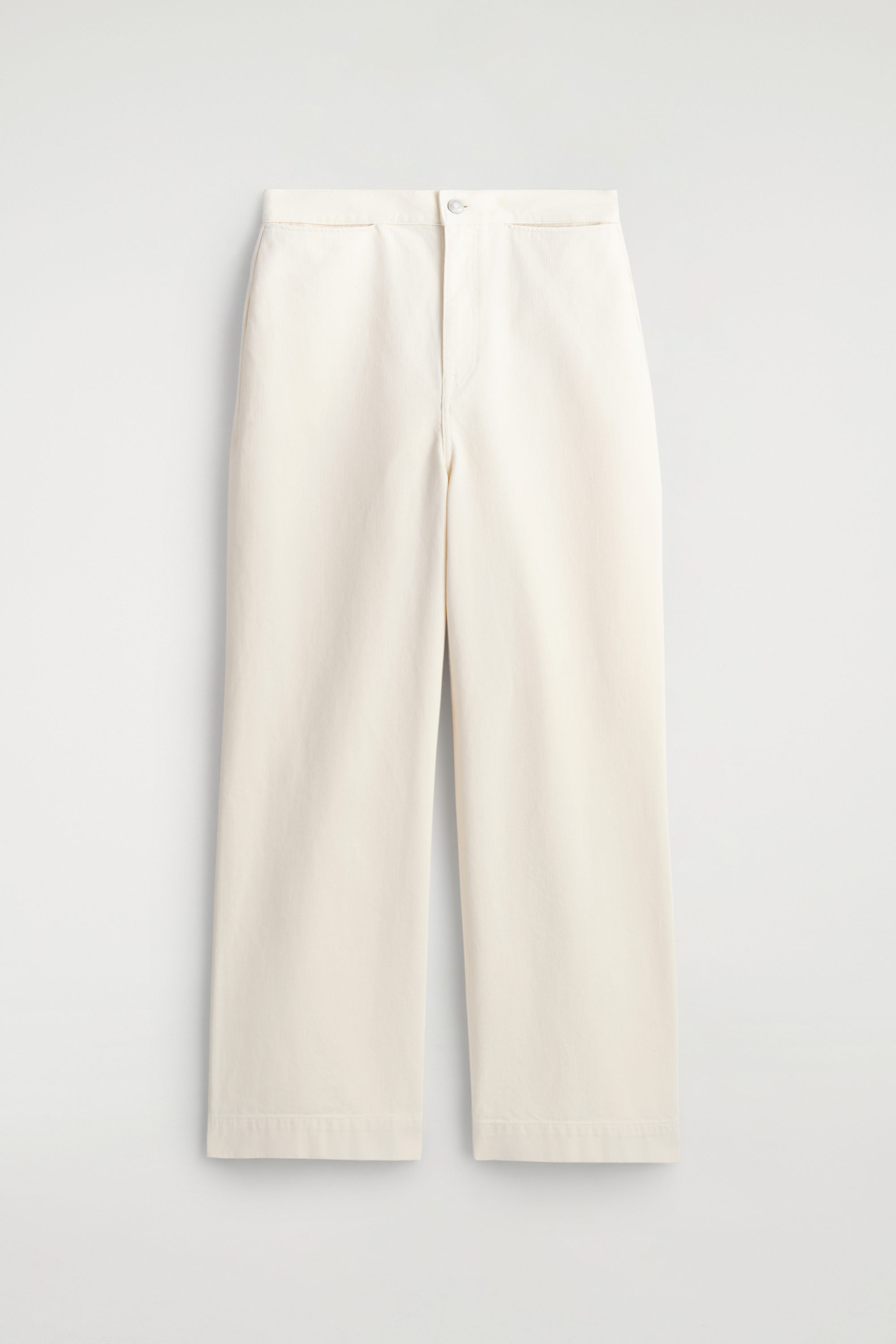 CROPPED WIDE-LEG DENIM PANTS - ECRU