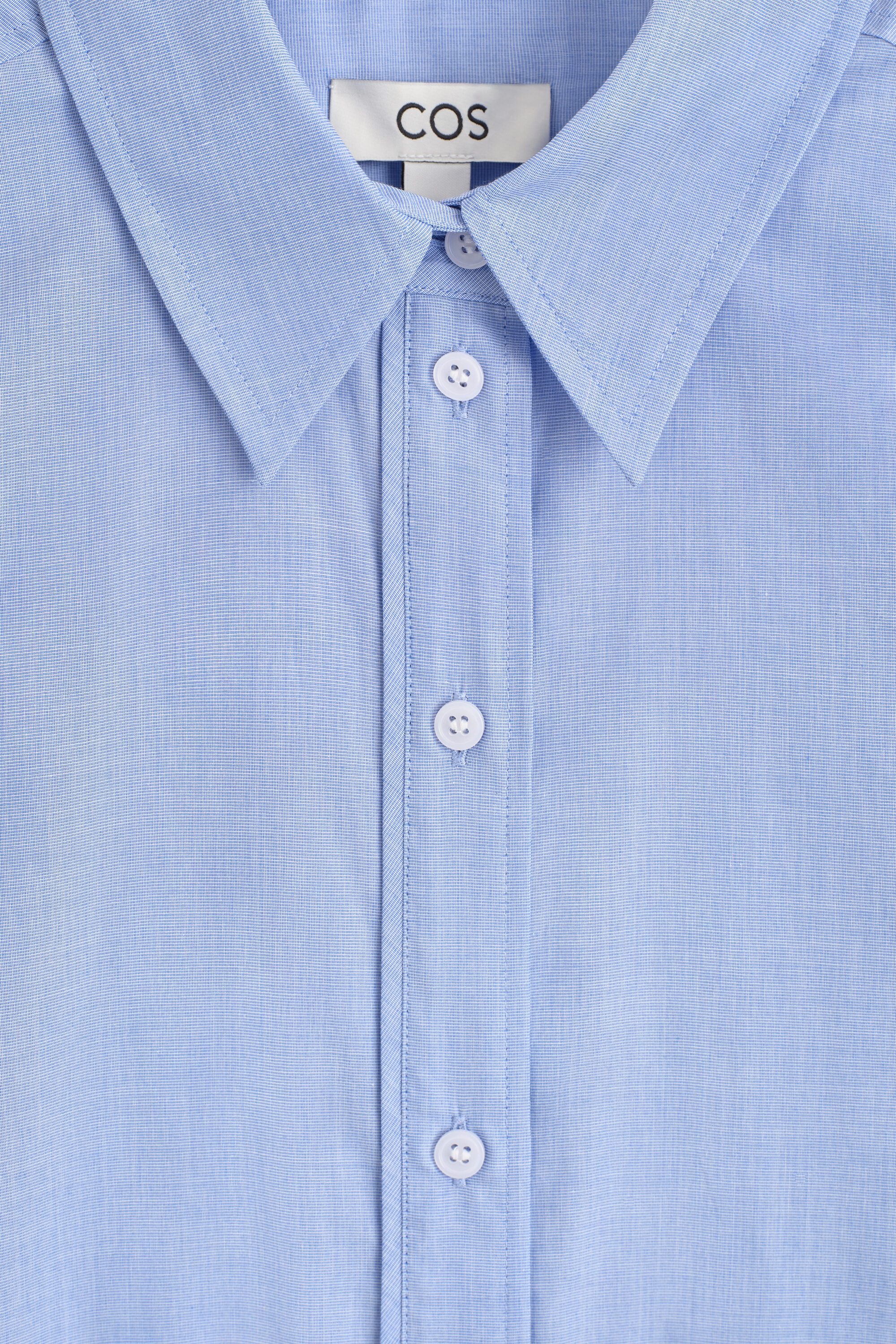 FOLDED-CUFF COTTON SHIRT - LIGHT-BLUE MÉLANGE