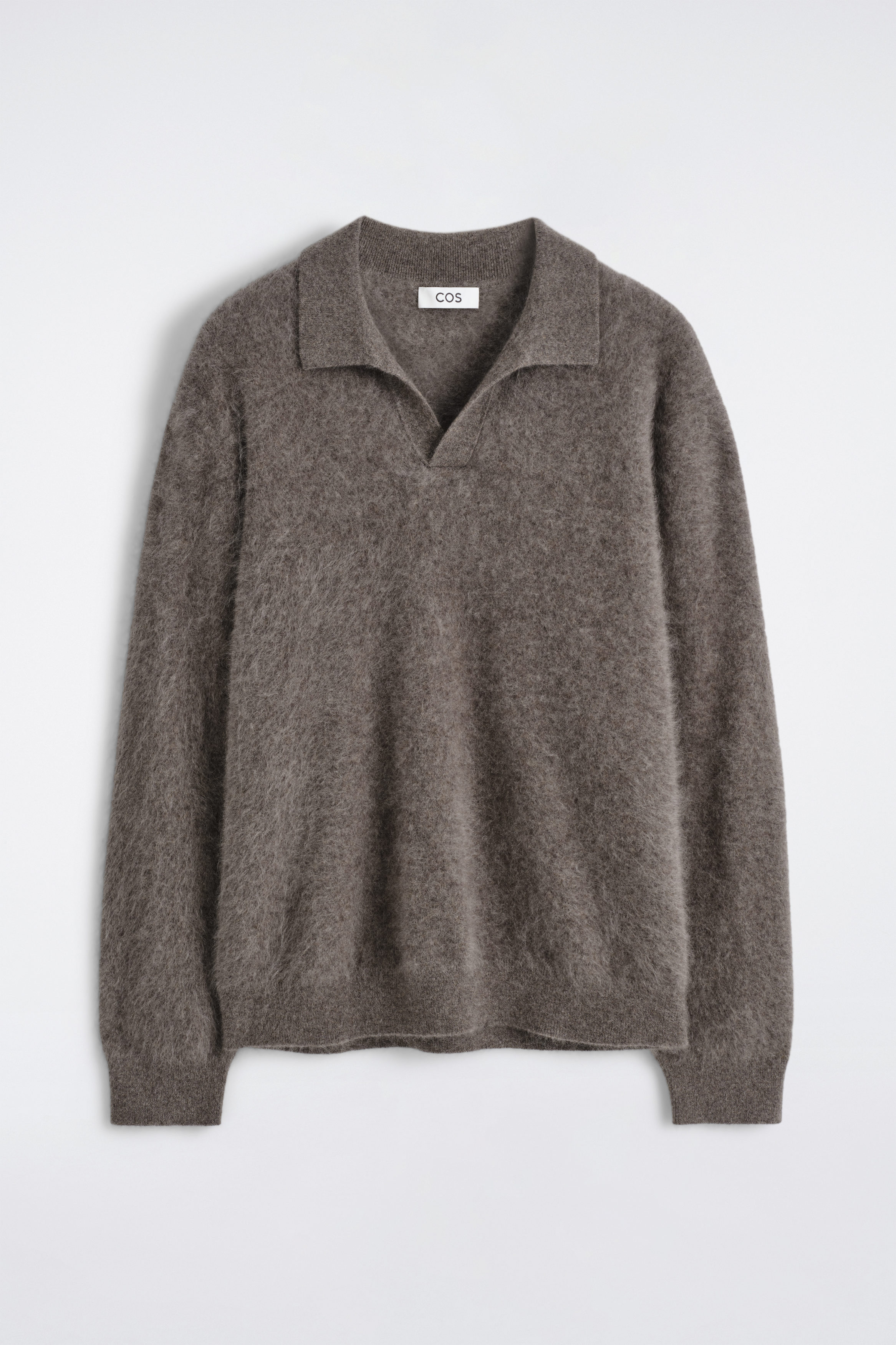 BRUSHED-CASHMERE POLO SWEATER - STONE