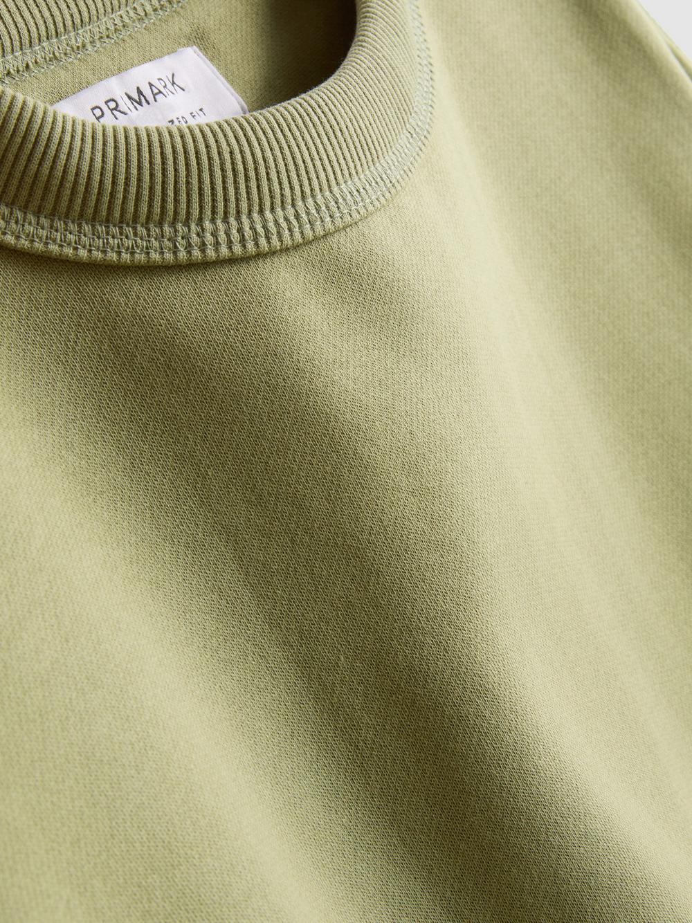 Cotton Rich Oversized Crew Neck Sweatshirt - Green