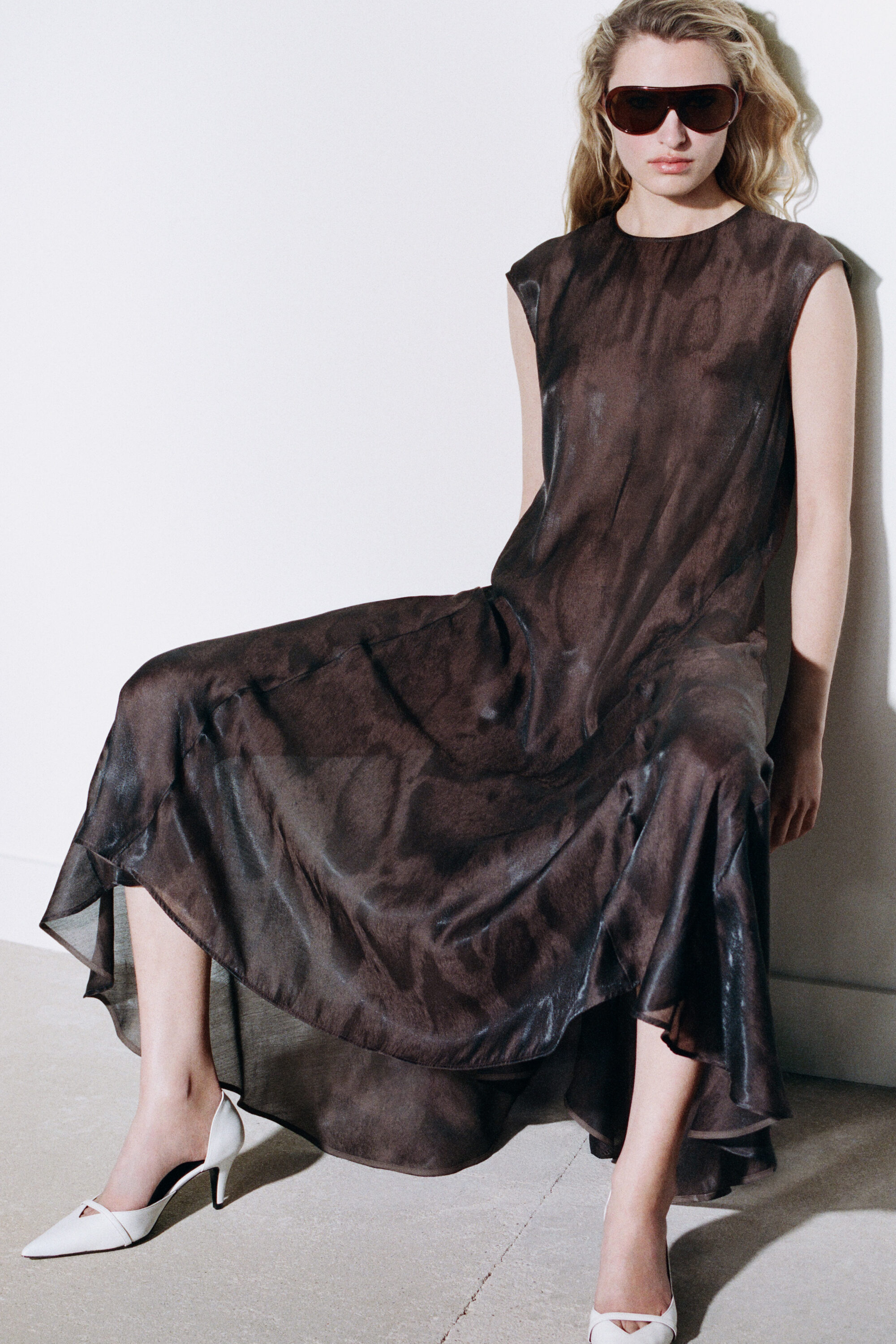 ANIMAL-JACQUARD MIDI DRESS - BROWN / ANIMAL PRINT