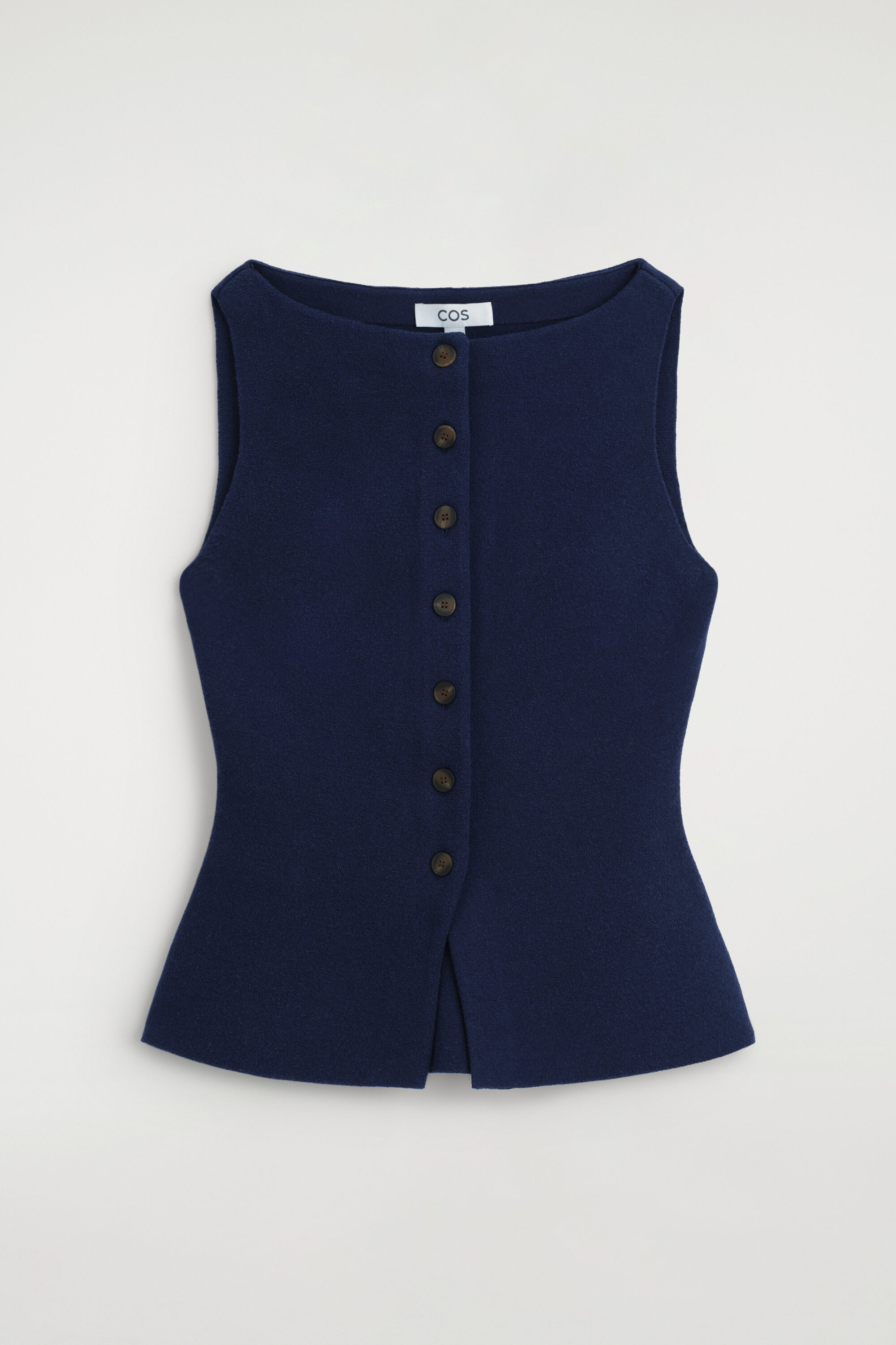 COTTON-BLEND CREPE VEST - NAVY