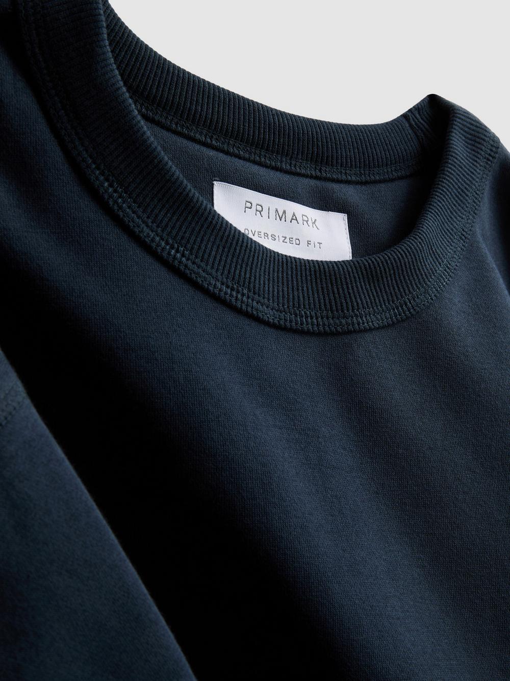 Cotton Rich Oversized Crew Neck Sweatshirt - Navy