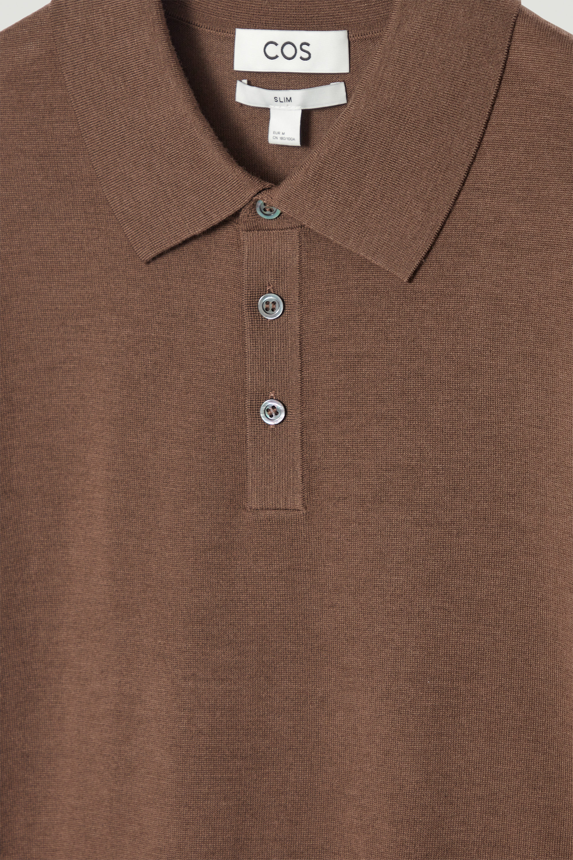 SLIM MERINO WOOL POLO SHIRT - BROWN