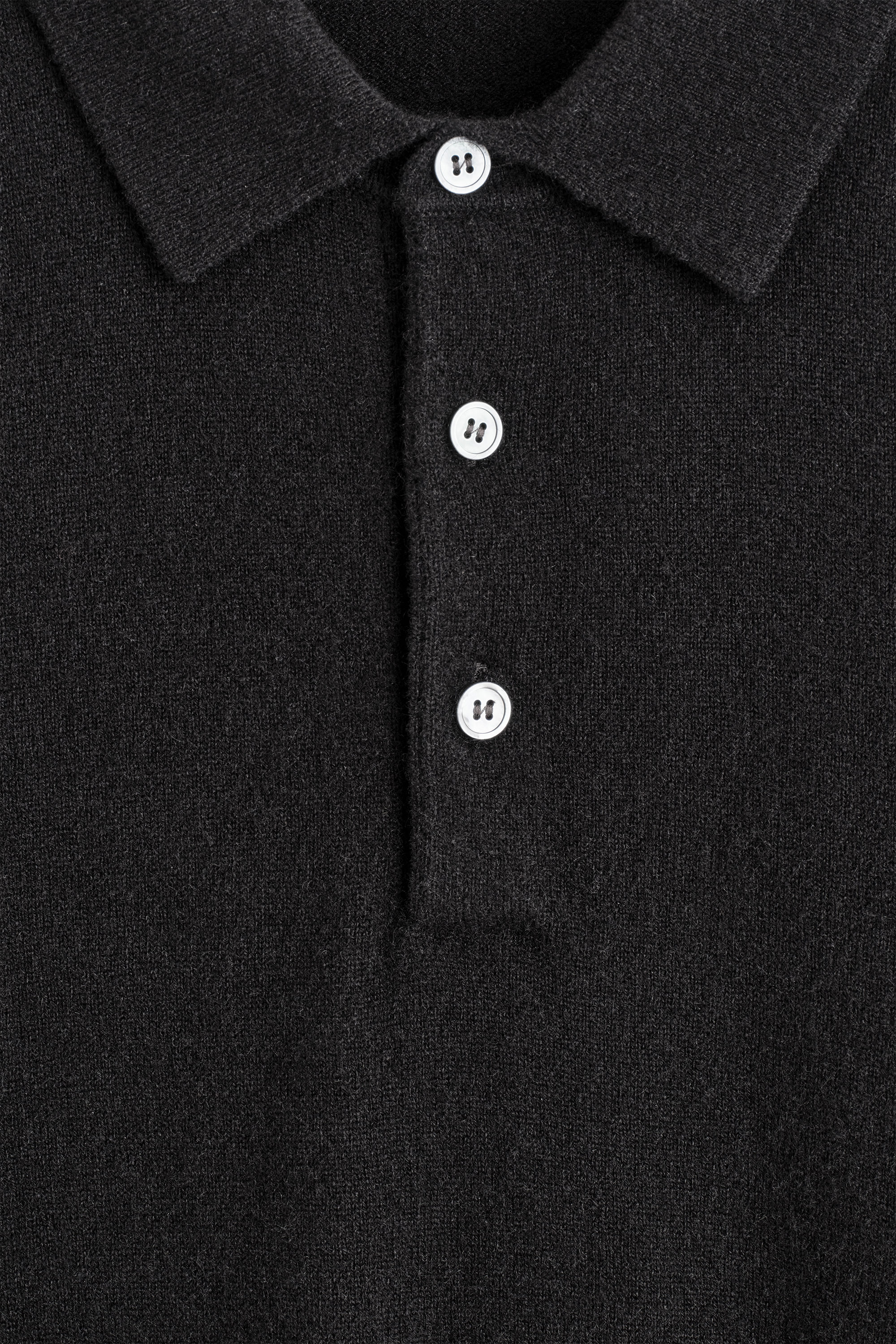 SEAMLESS CASHMERE POLO SHIRT - BLACK