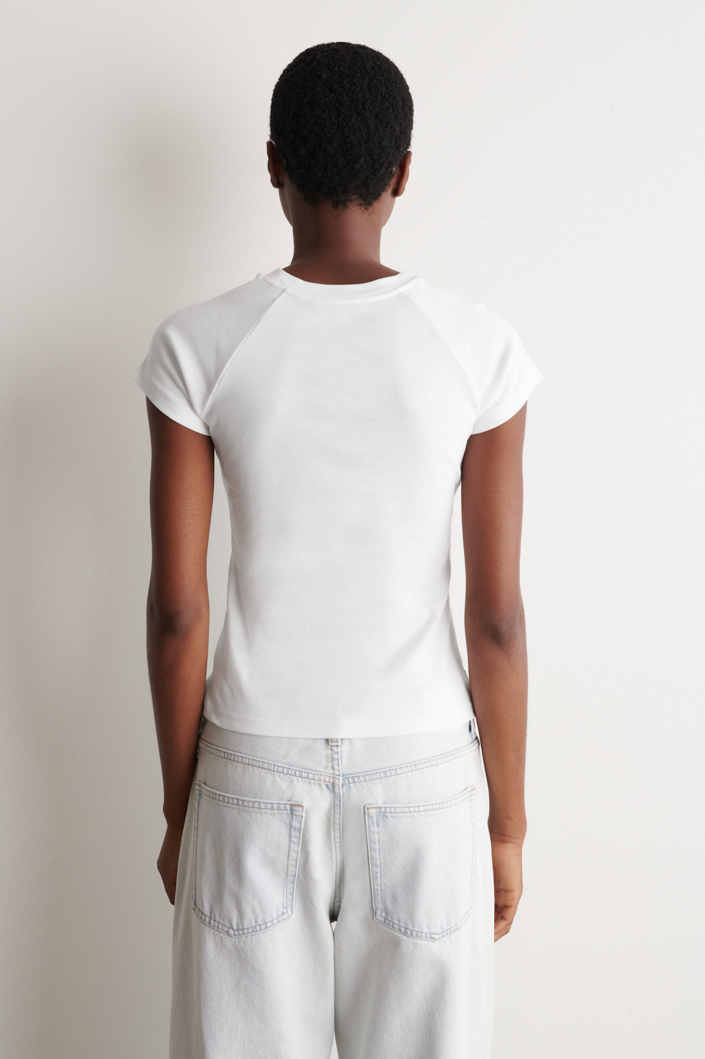 SLIM COTTON RAGLAN T-SHIRT - WHITE