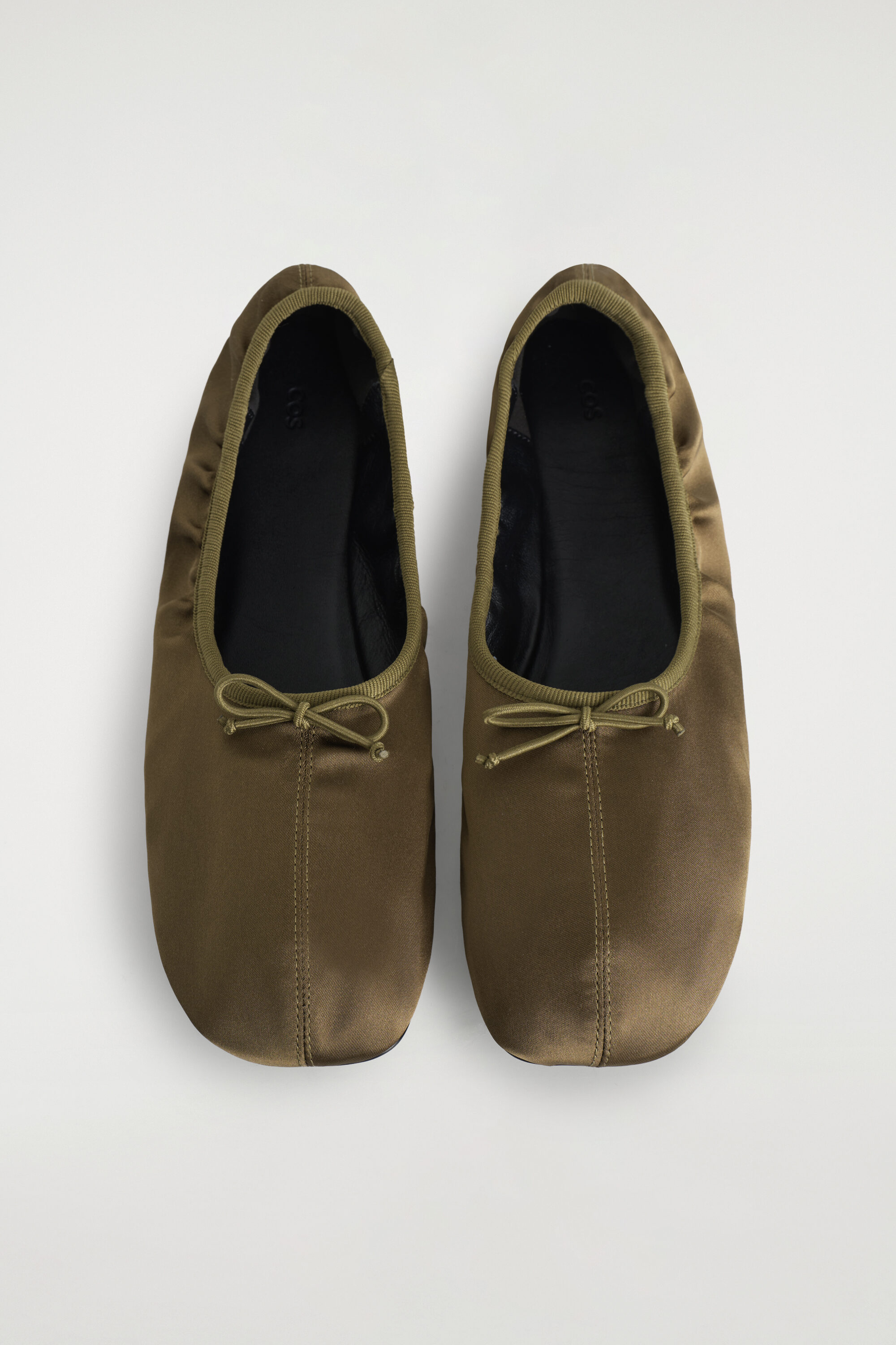 SATIN BALLET FLATS - KHAKI