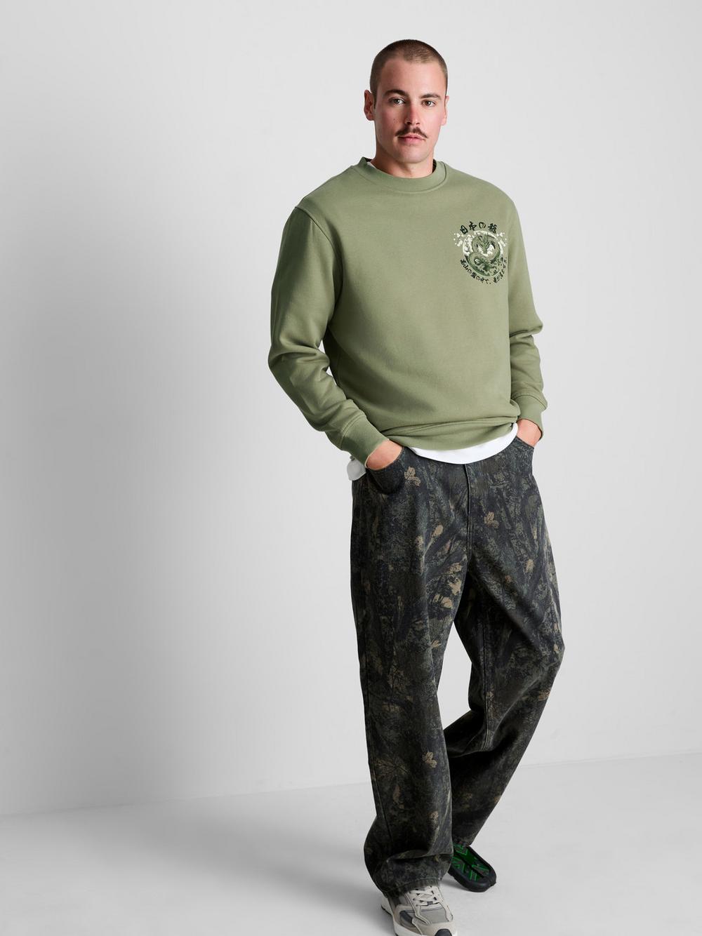 Cotton-Blend Dragon Sweatshirt - Green