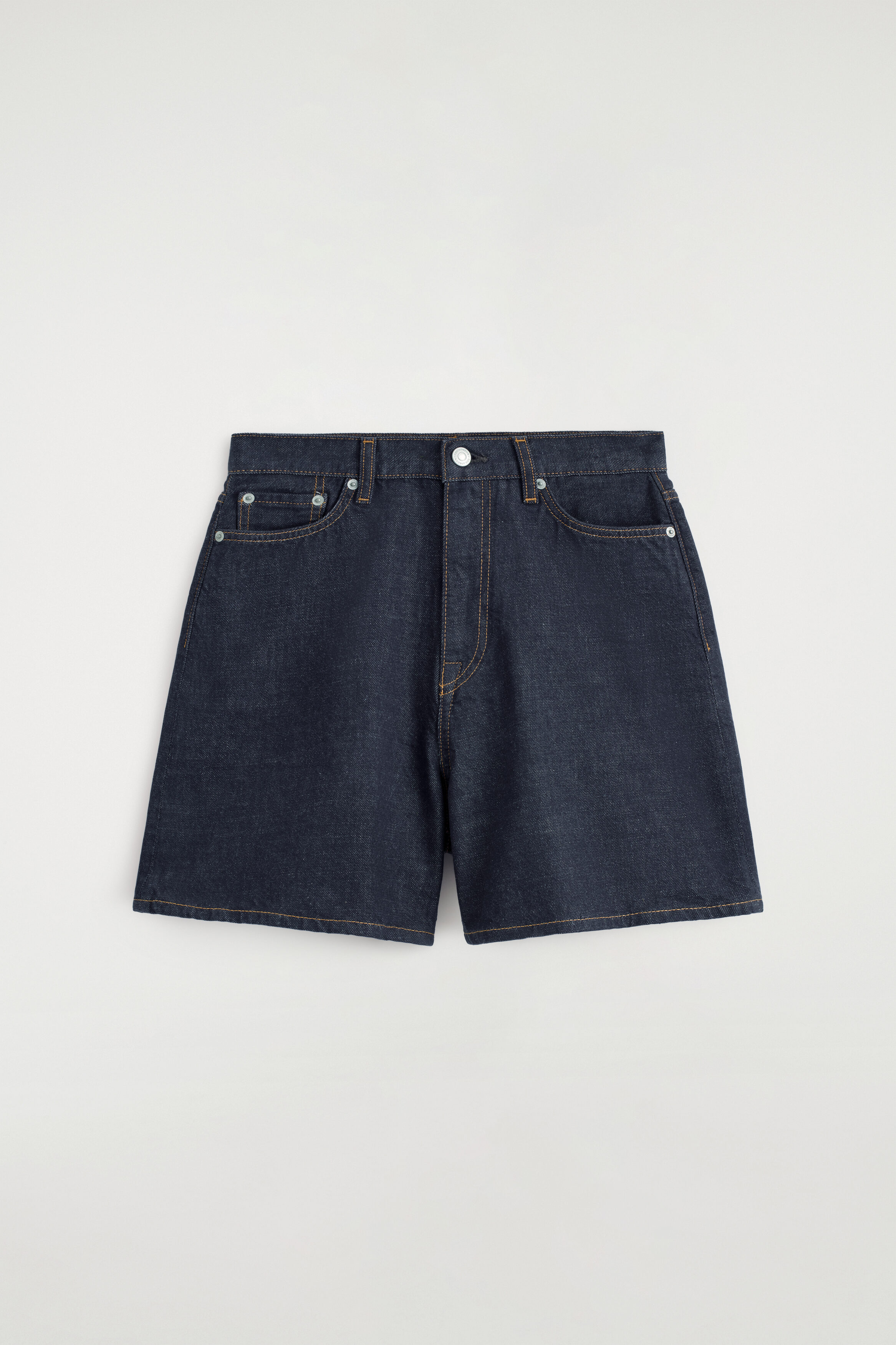 HIGH-RISE DENIM SHORTS - DARK BLUE