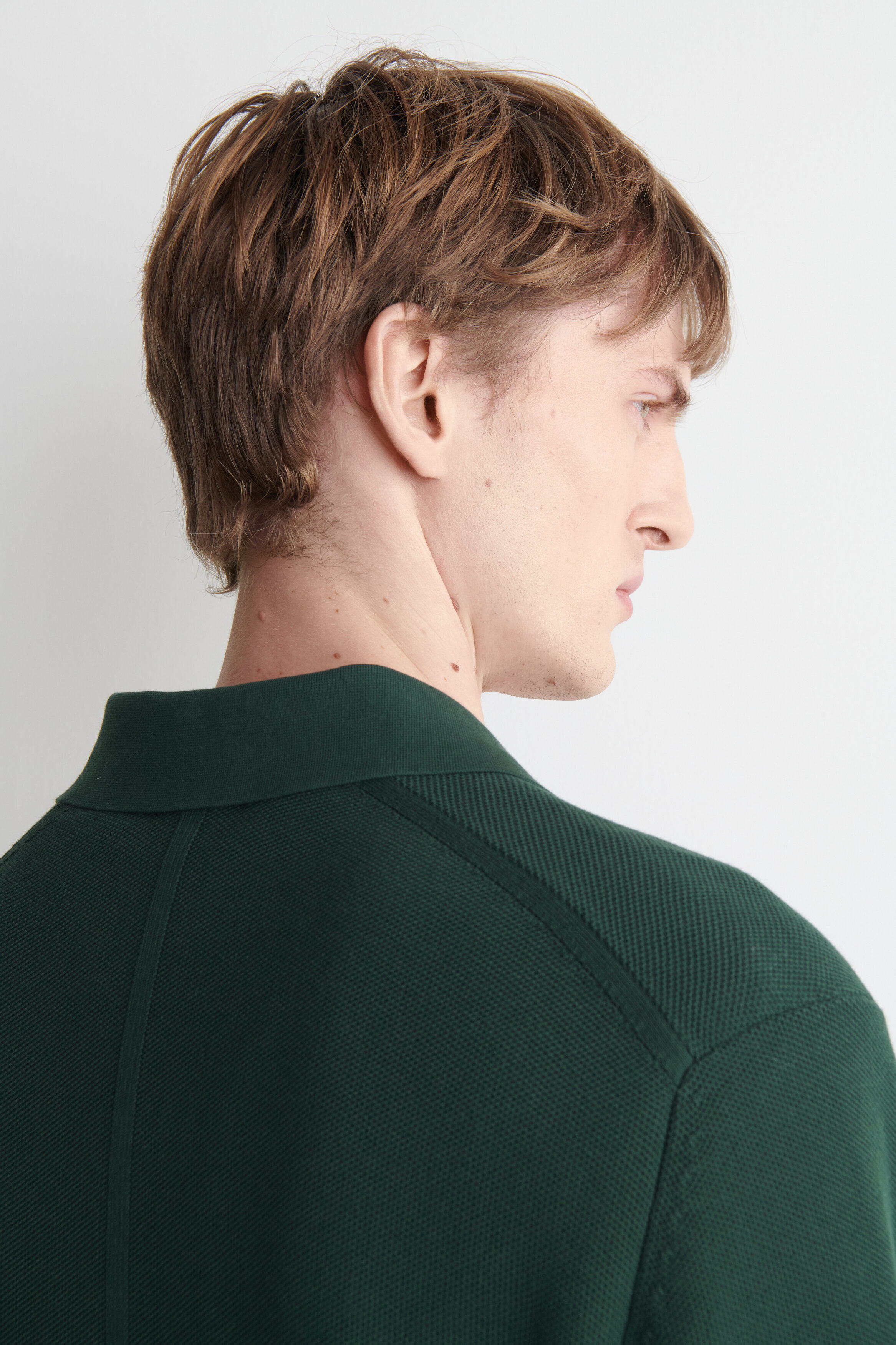 HONEYCOMB-KNIT POLO SHIRT - DARK GREEN