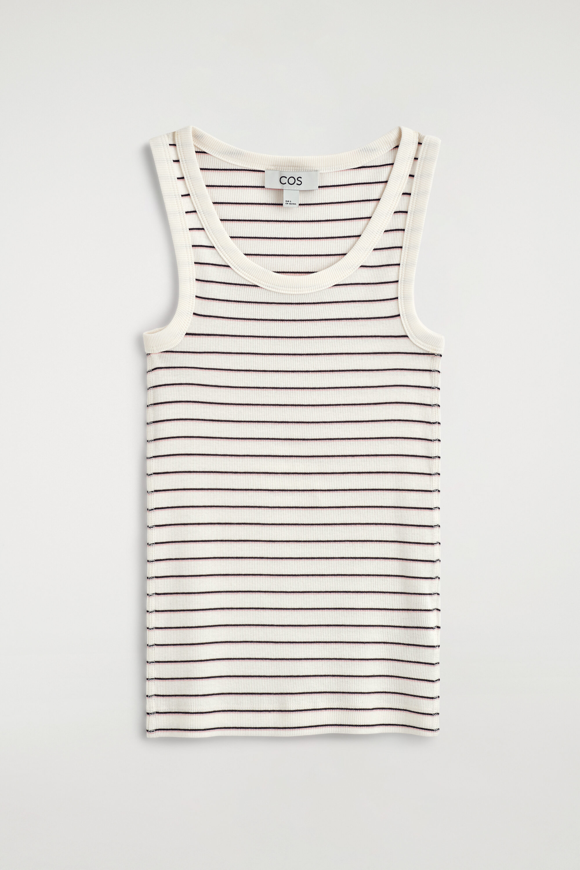 RIBBED COTTON TANK TOP - WHITE / PINK / STRIPED