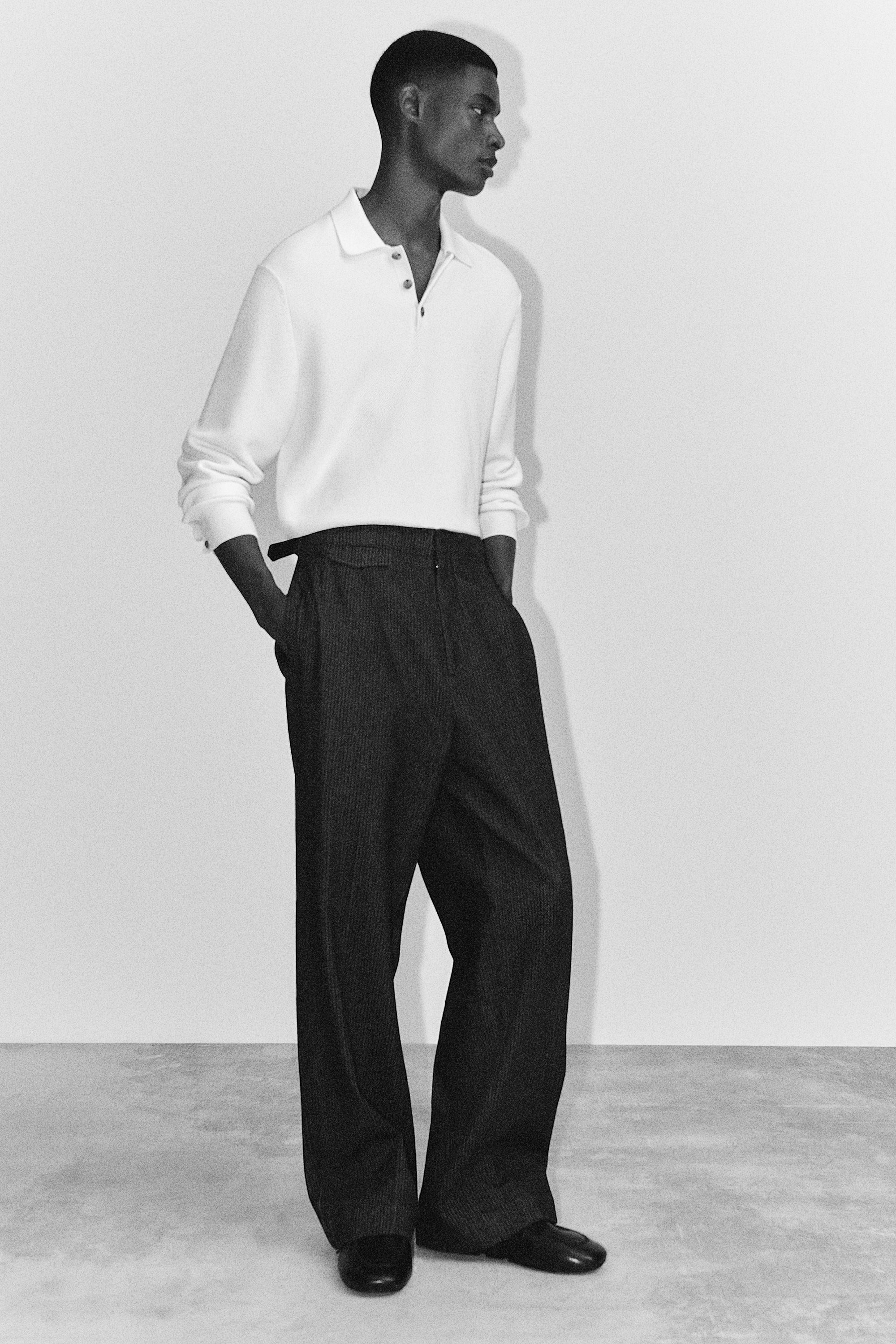 HONEYCOMB-KNIT POLO SHIRT - OFF-WHITE