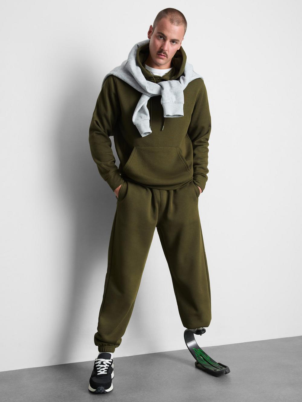 Cotton Blend Overhead Hoodie - Olive