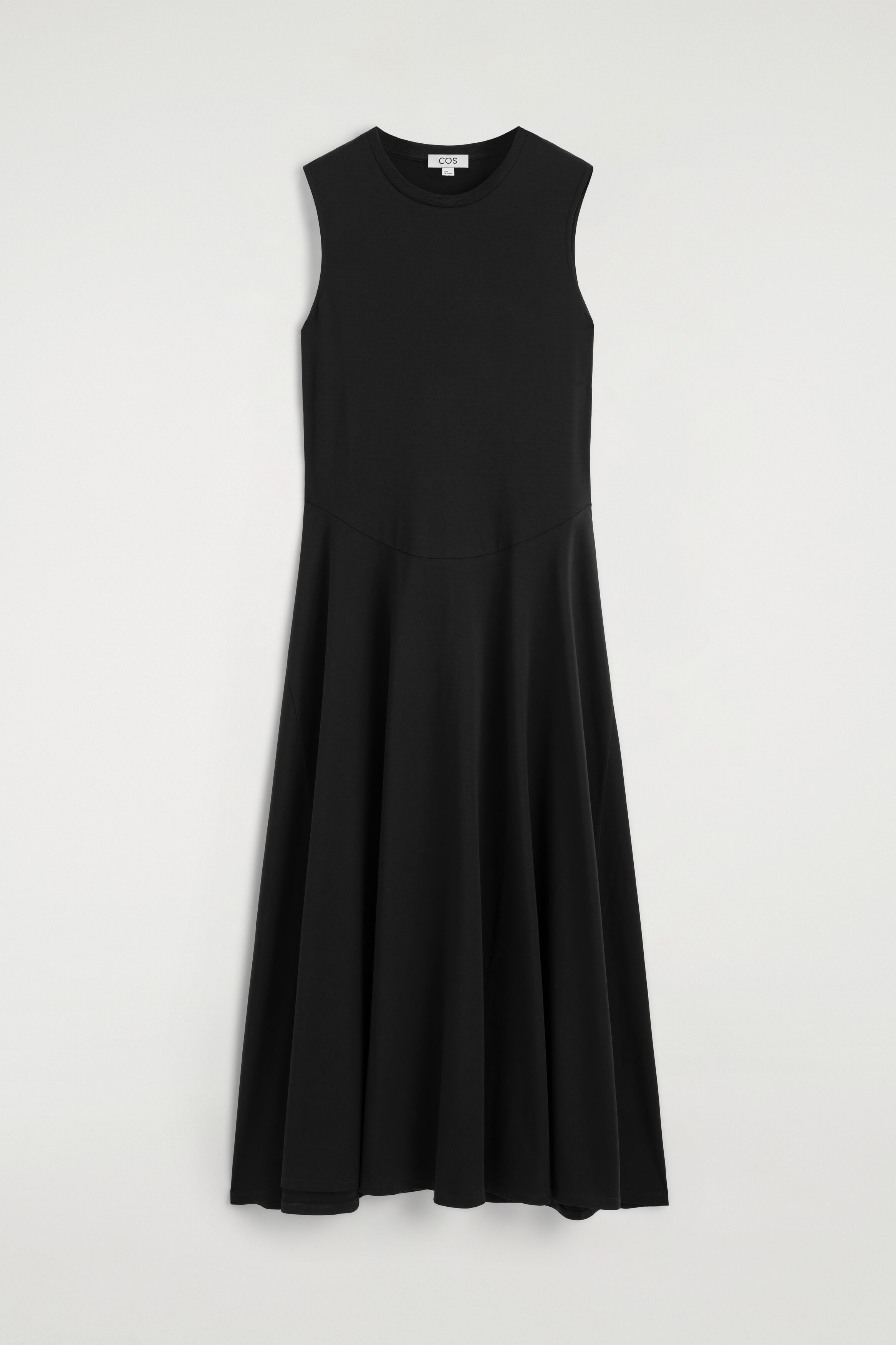 SCULPTURAL COTTON-JERSEY MIDI DRESS - BLACK