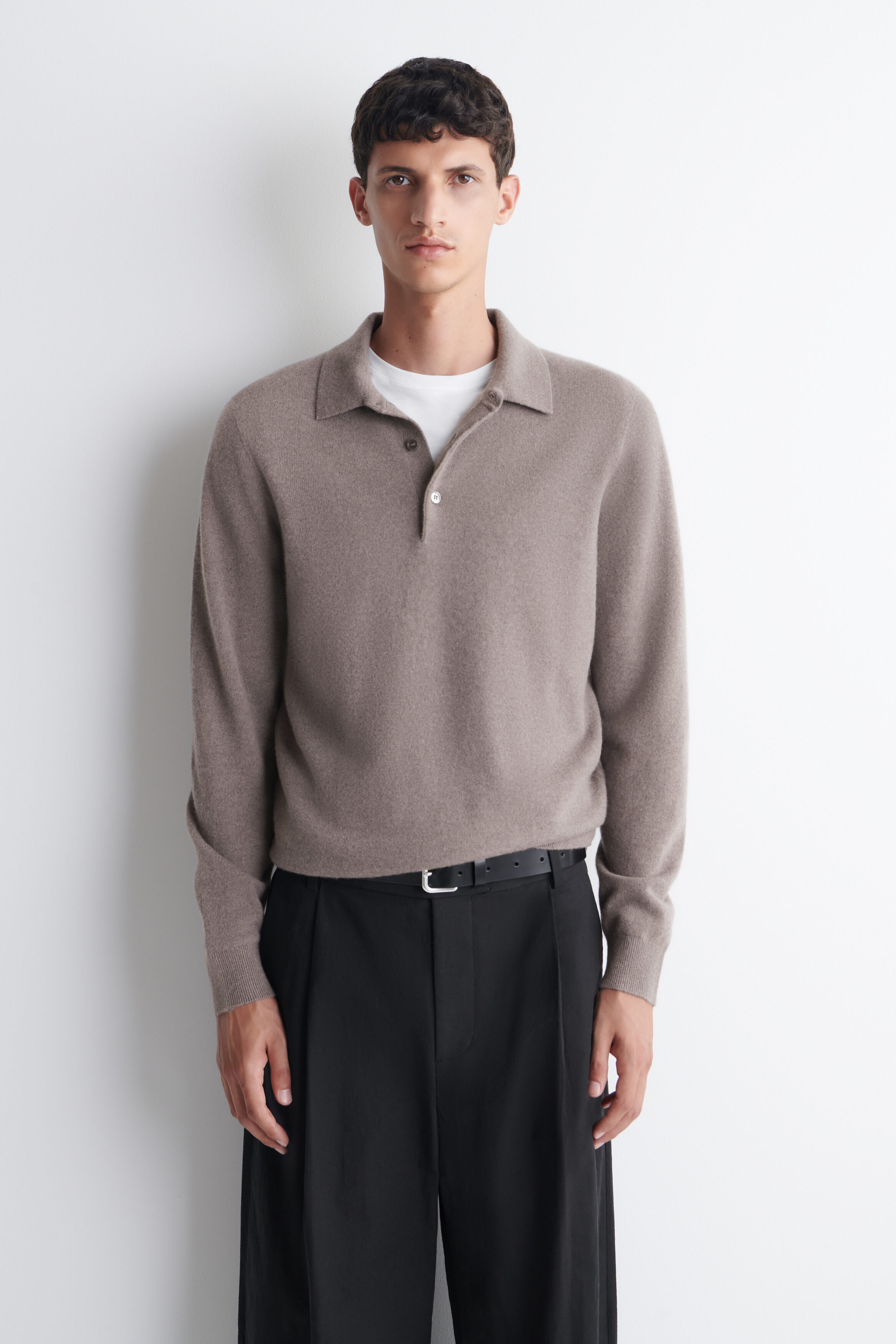 CASHMERE POLO SWEATER - WASHED LILAC