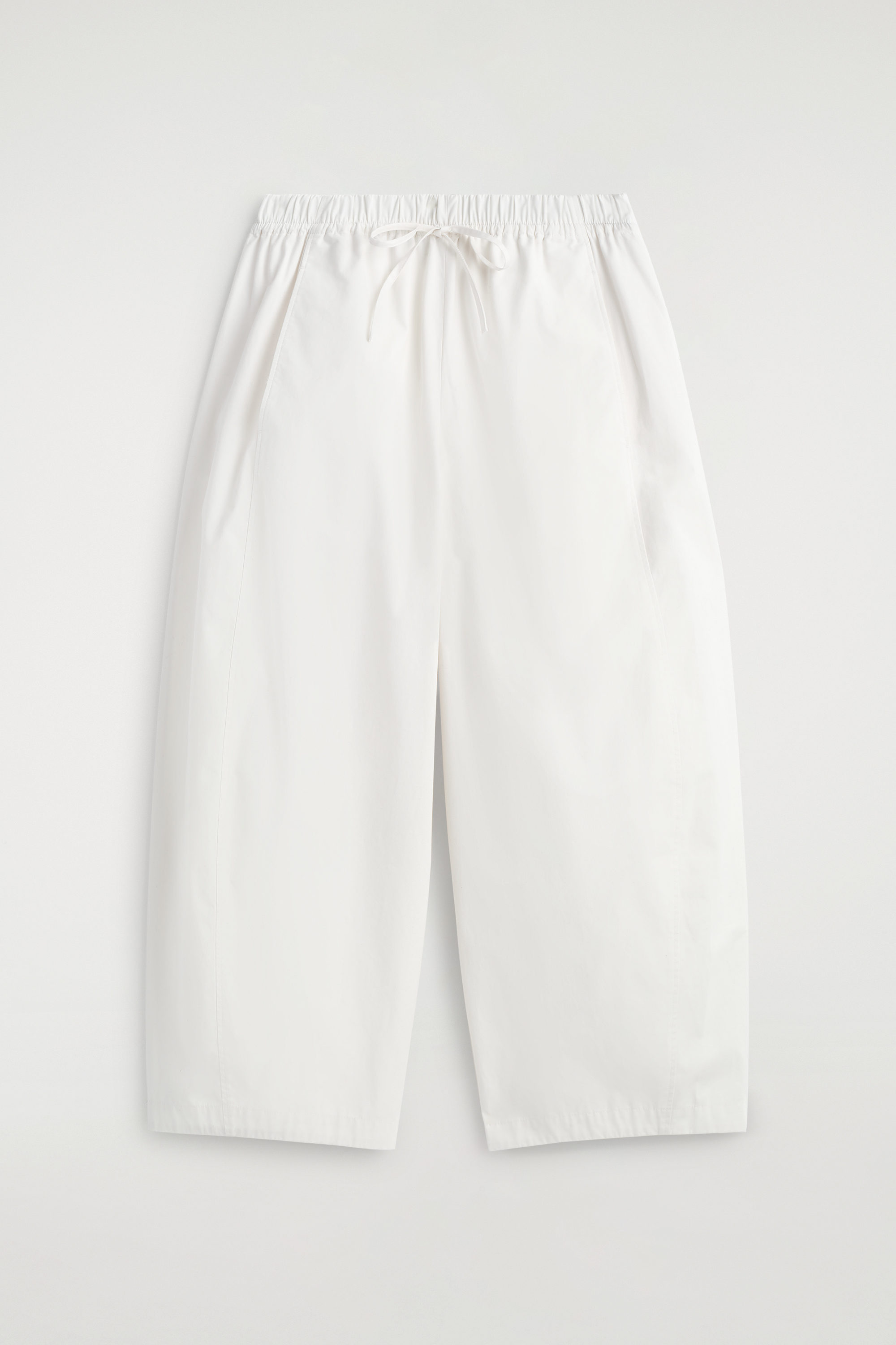 ELASTICATED BARREL-LEG PANTS - WHITE