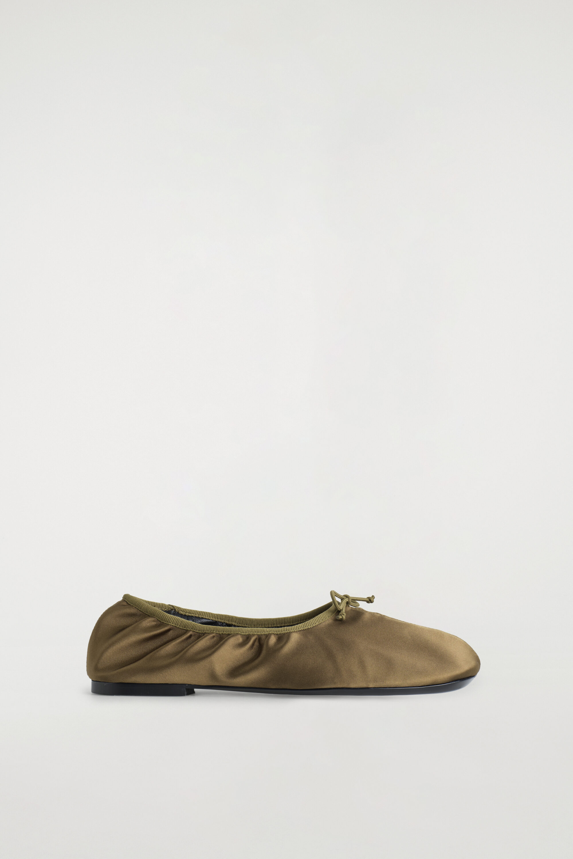 SATIN BALLET FLATS - KHAKI