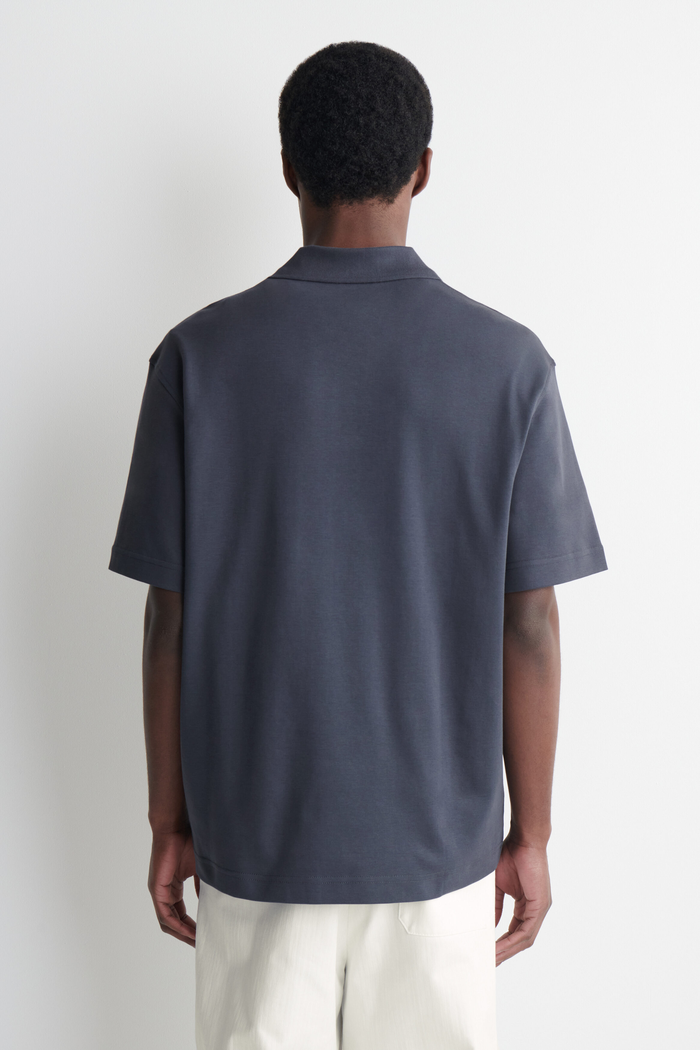 INTERLOCK COTTON POLO SHIRT - DARK GRAY