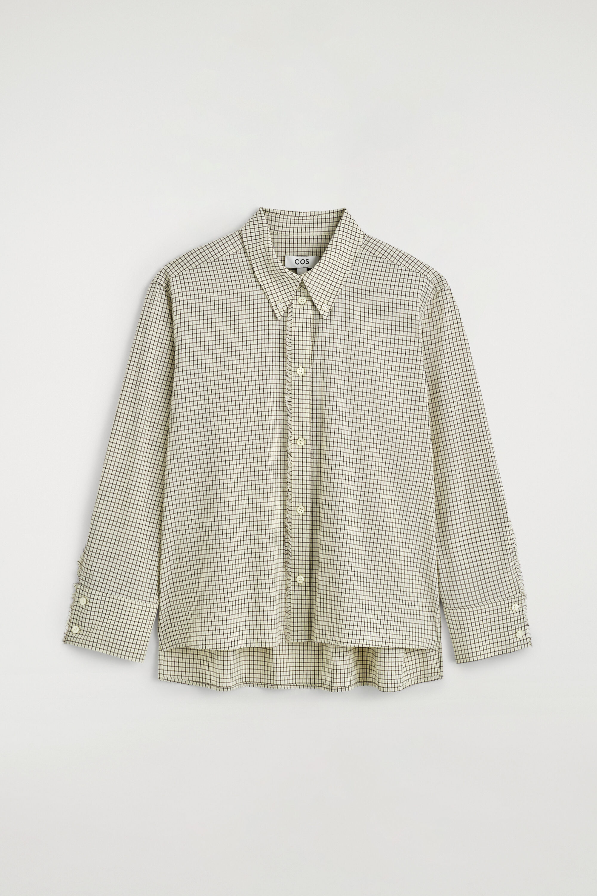 FRINGED CHECKED LINEN-COTTON SHIRT - BEIGE / CHECKED
