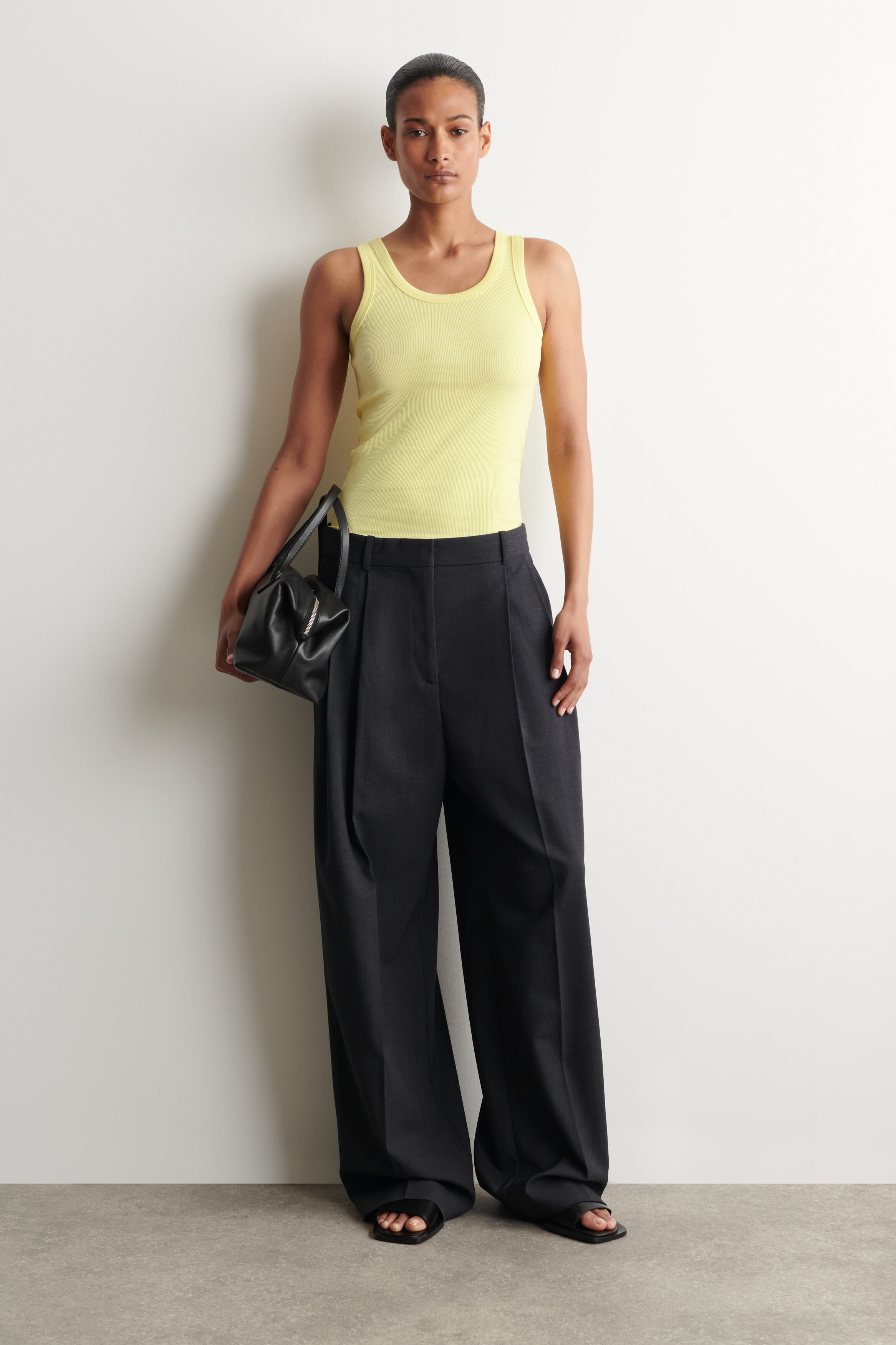 RIBBED COTTON TANK TOP - YELLOW
