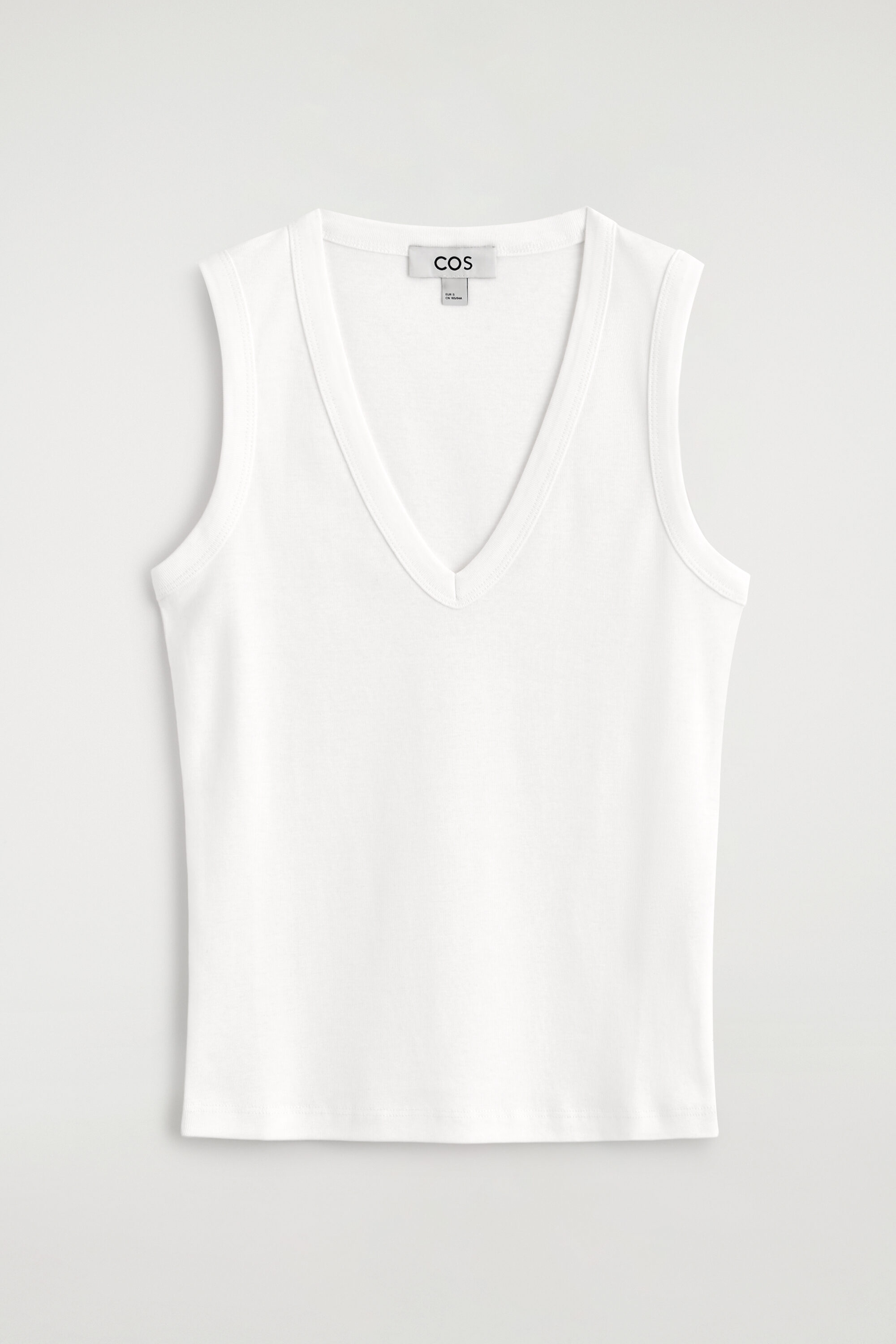 COTTON V-NECK TANK TOP - WHITE