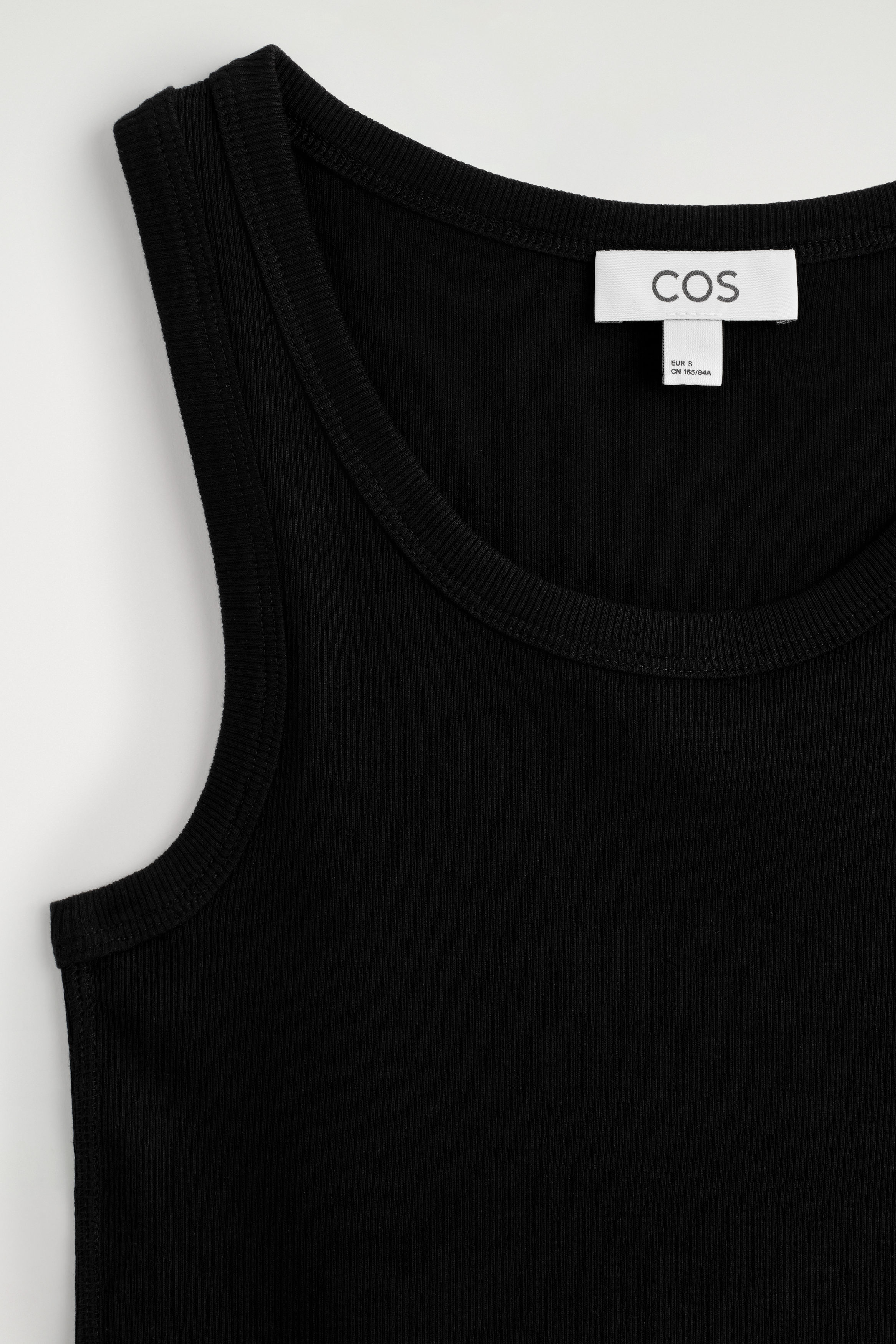 RIBBED COTTON TANK TOP - BLACK