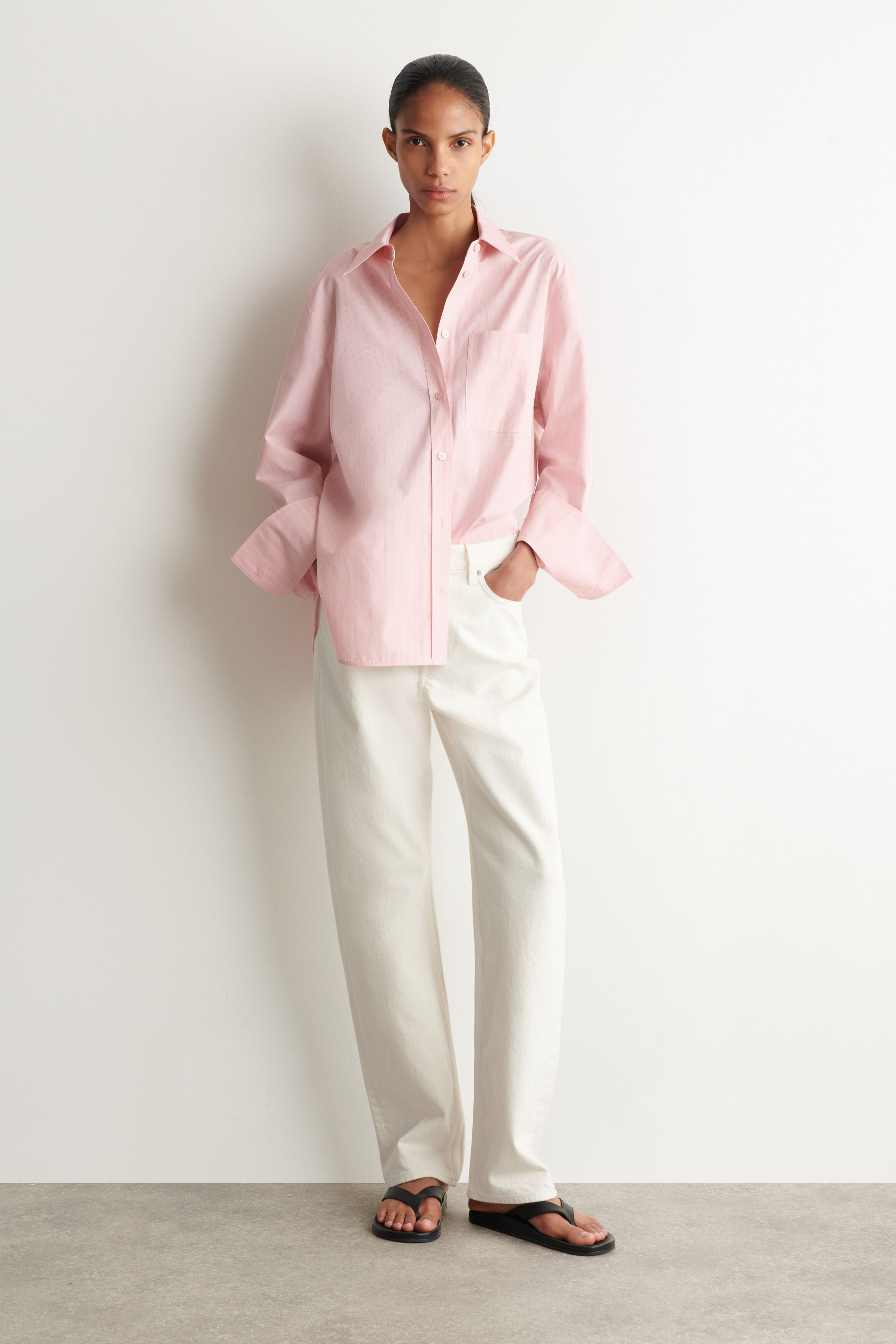 STRIPED COTTON SHIRT - PINK / STRIPED