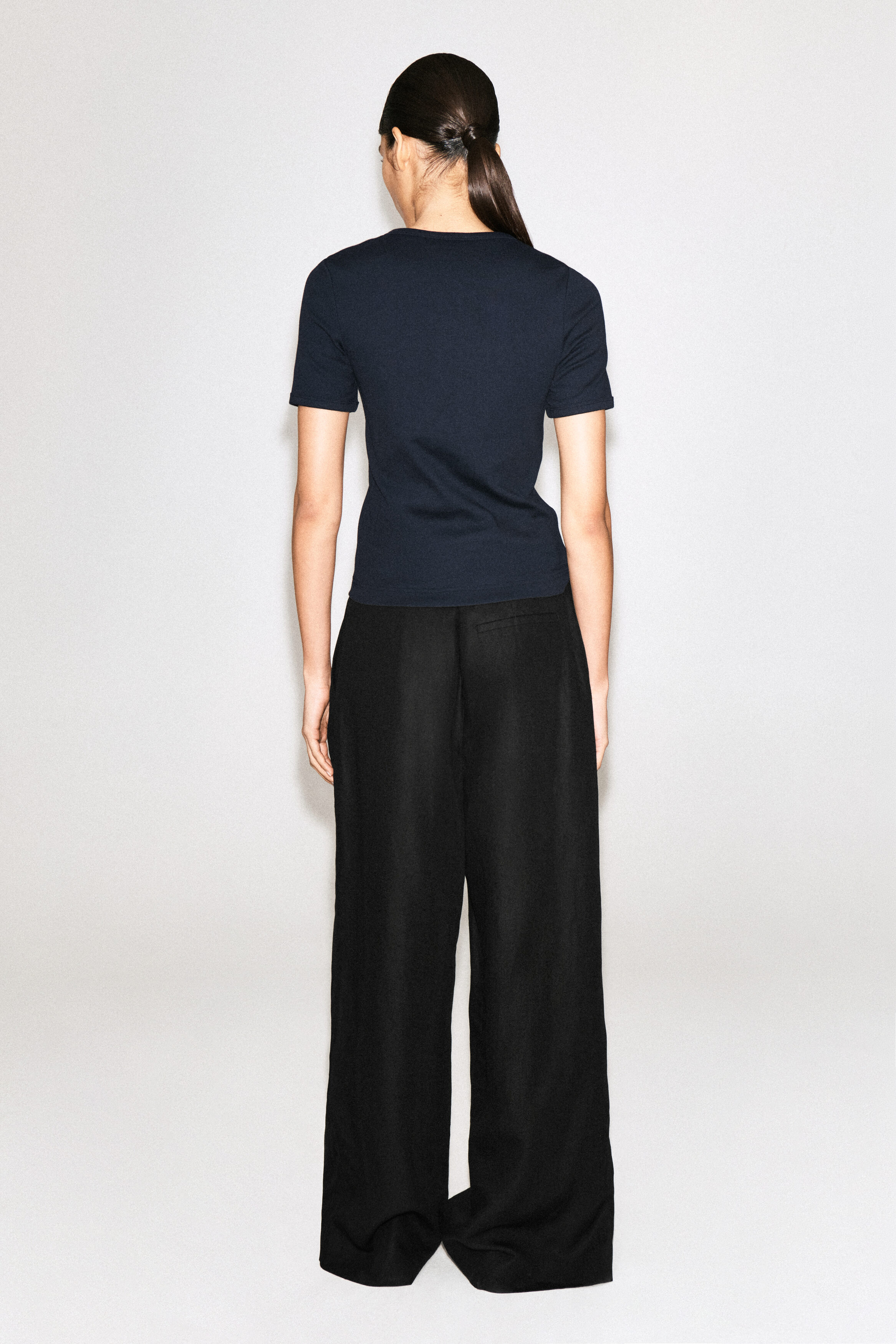 RIBBED HENLEY T-SHIRT - NAVY